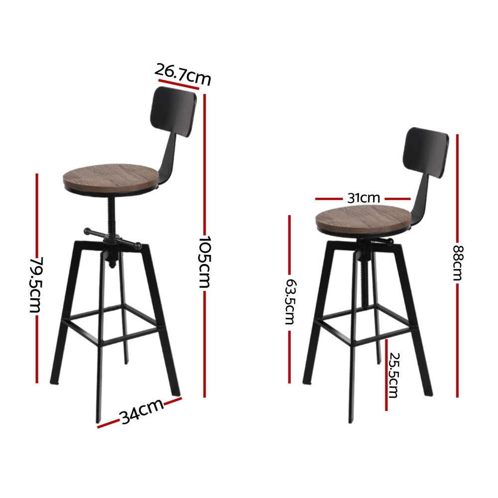 Set of 4 Cooper Industrial Style Metal and Wooden Rustic Bar Stools Black