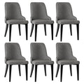 Dining Chairs Set of 6 Linen Fabric Grey