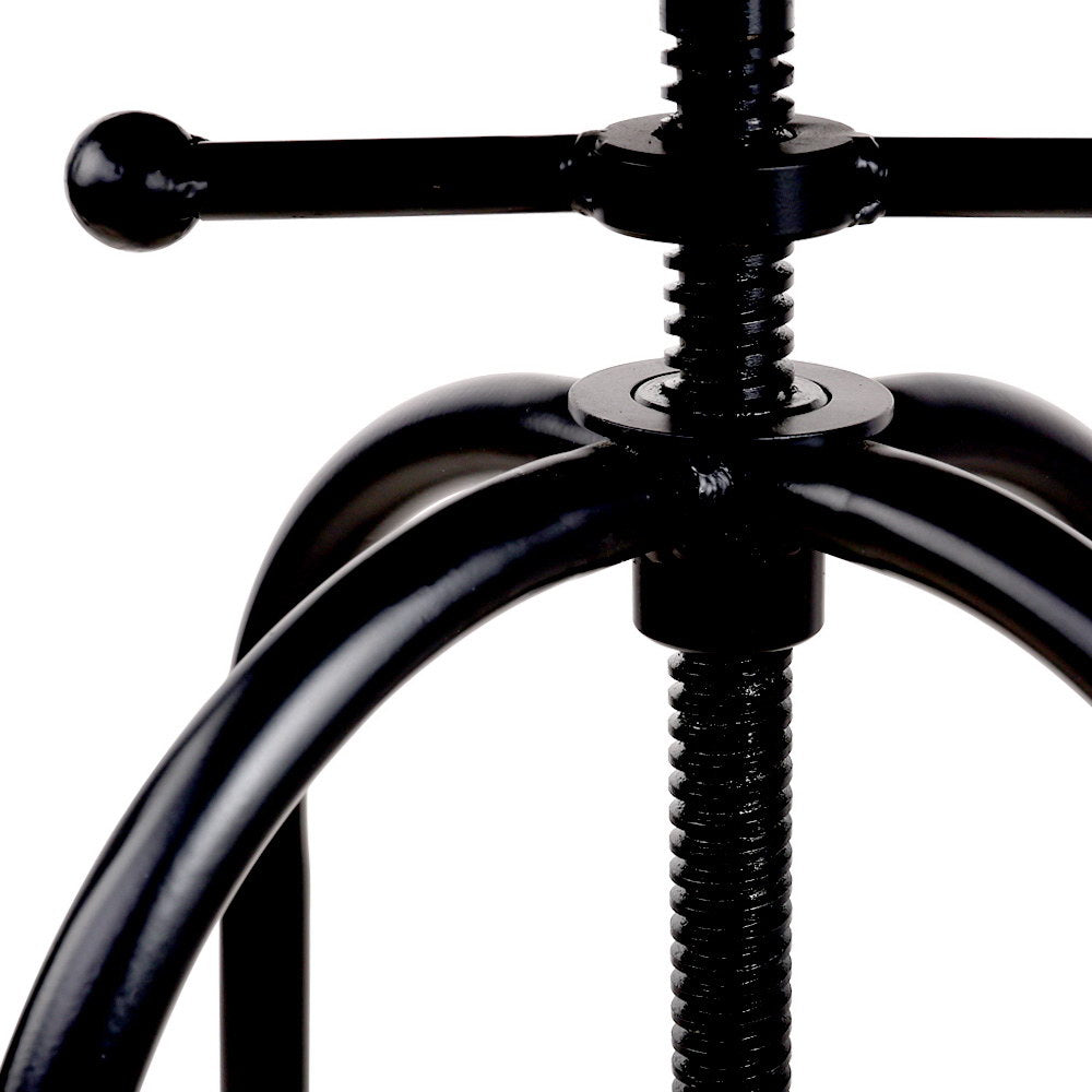 Bar Stool Industrial Round Seat Wood Metal - Black and Brown