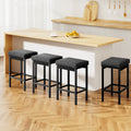 Set of 4 Ravon PU Leather Bar Stools ‚Äì Black