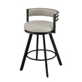 Swivel Bar Stool with PU Leather Seat and Metal Frame - Beige