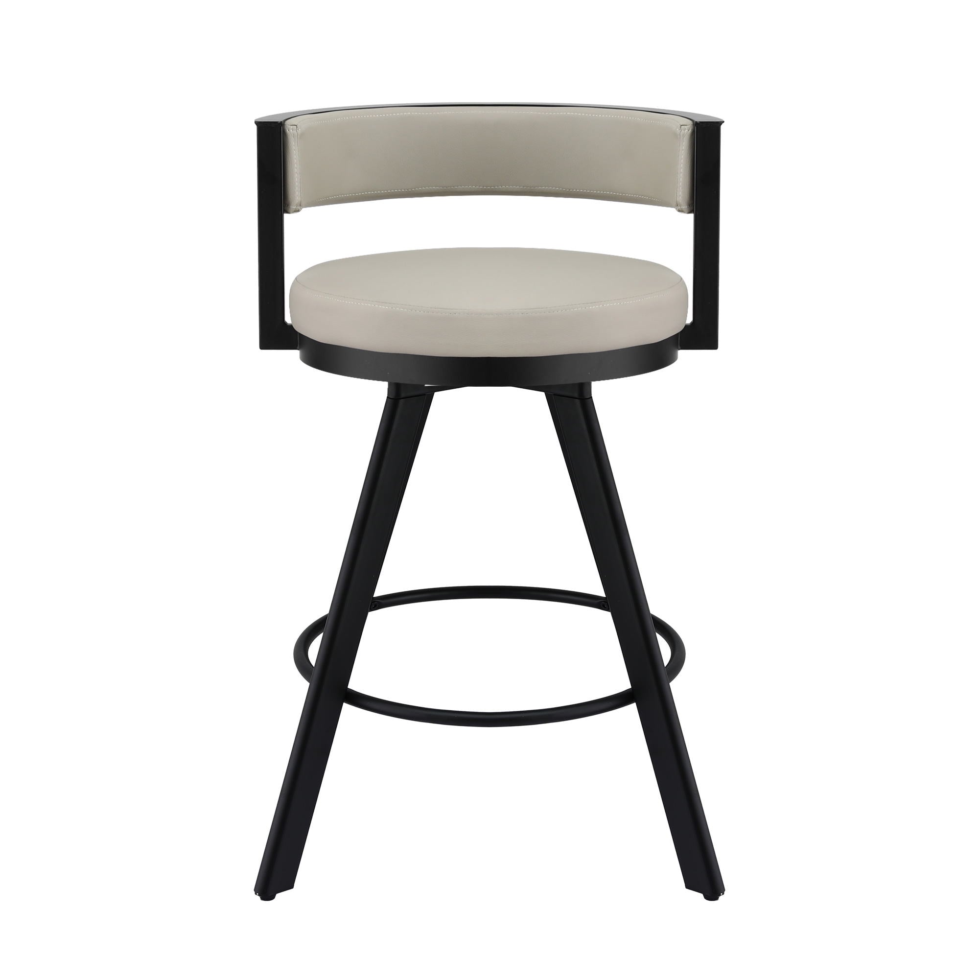 Swivel Bar Stool with PU Leather Seat and Metal Frame - Beige