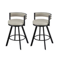 Bar Stools Set of 2 Swivel Kitchen Chair Metal Counter Beige Leather