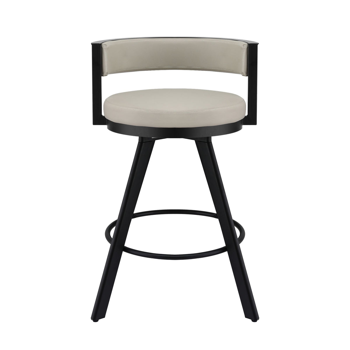 Set of 3 Swivel Counter Bar Stools with Padded Backrest - Beige