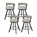 Bar Stools Set of 4 Swivel Kitchen Chair Metal Counter Beige Leather