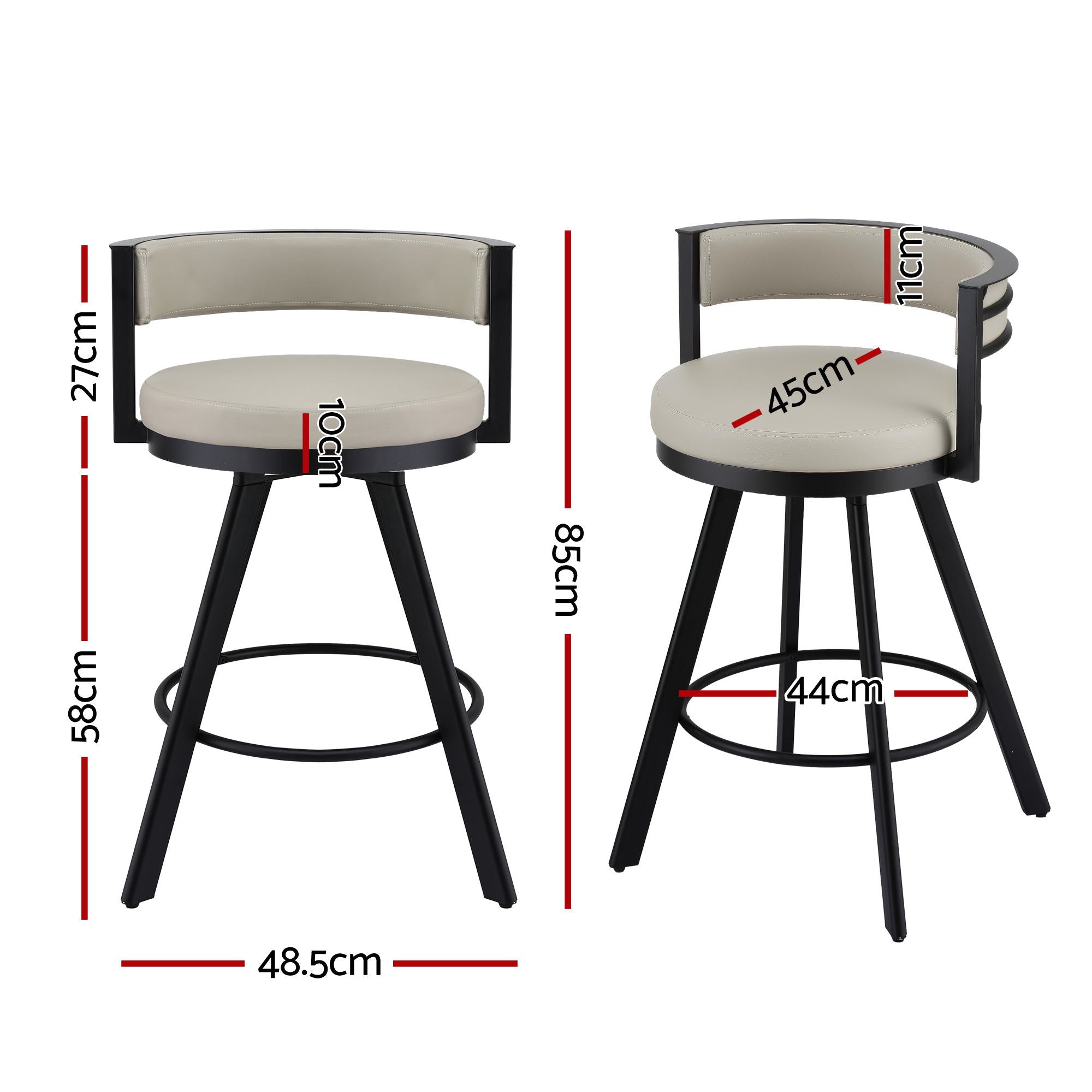 Bar Stools Set of 4 Swivel Kitchen Chair Metal Counter Beige Leather