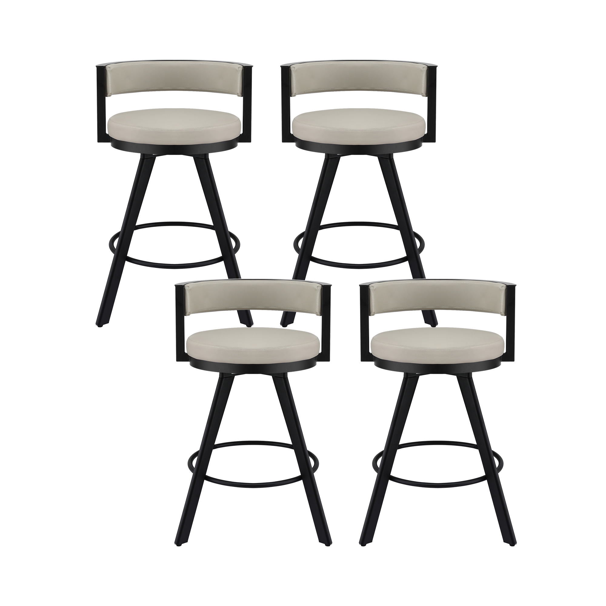 Bar Stools Set of 4 Swivel Kitchen Chair Metal Counter Beige Leather