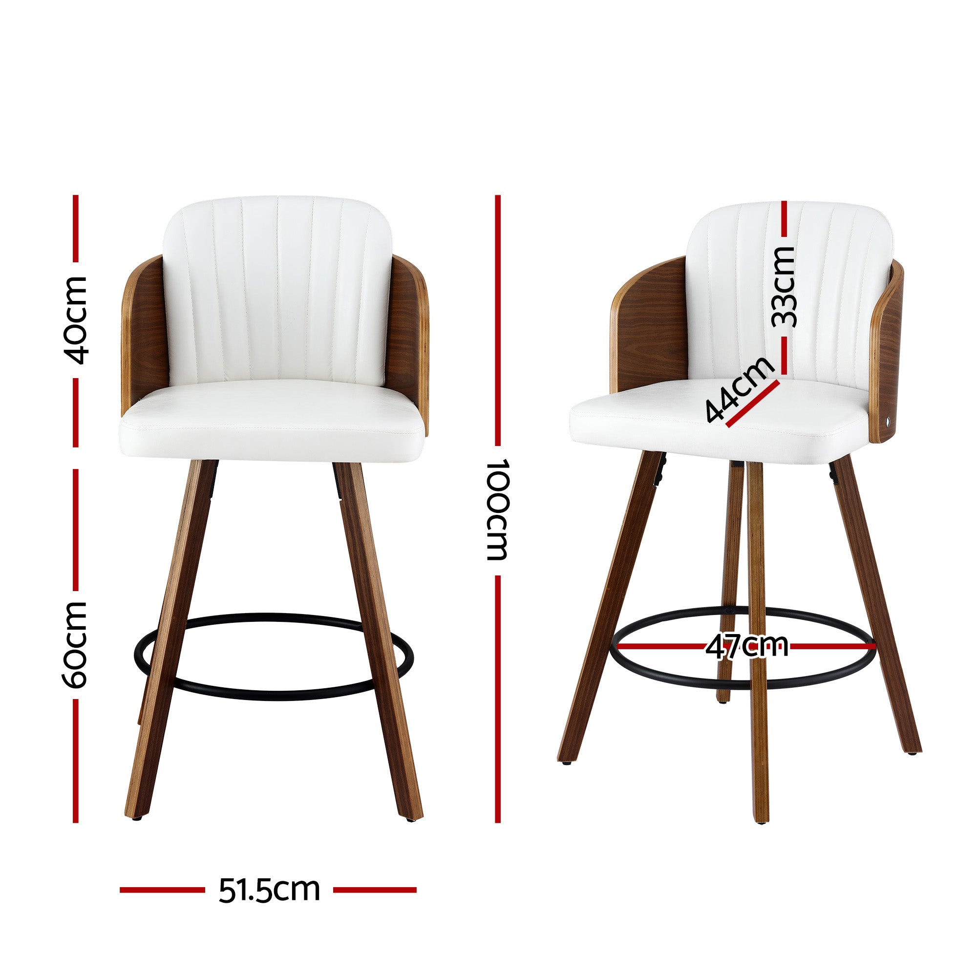 Wooden Swivel Bar Stool 58cm Seat Height - White