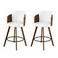 Set of 2 Wooden Swivel Bar Stools 58cm Seat Height - White