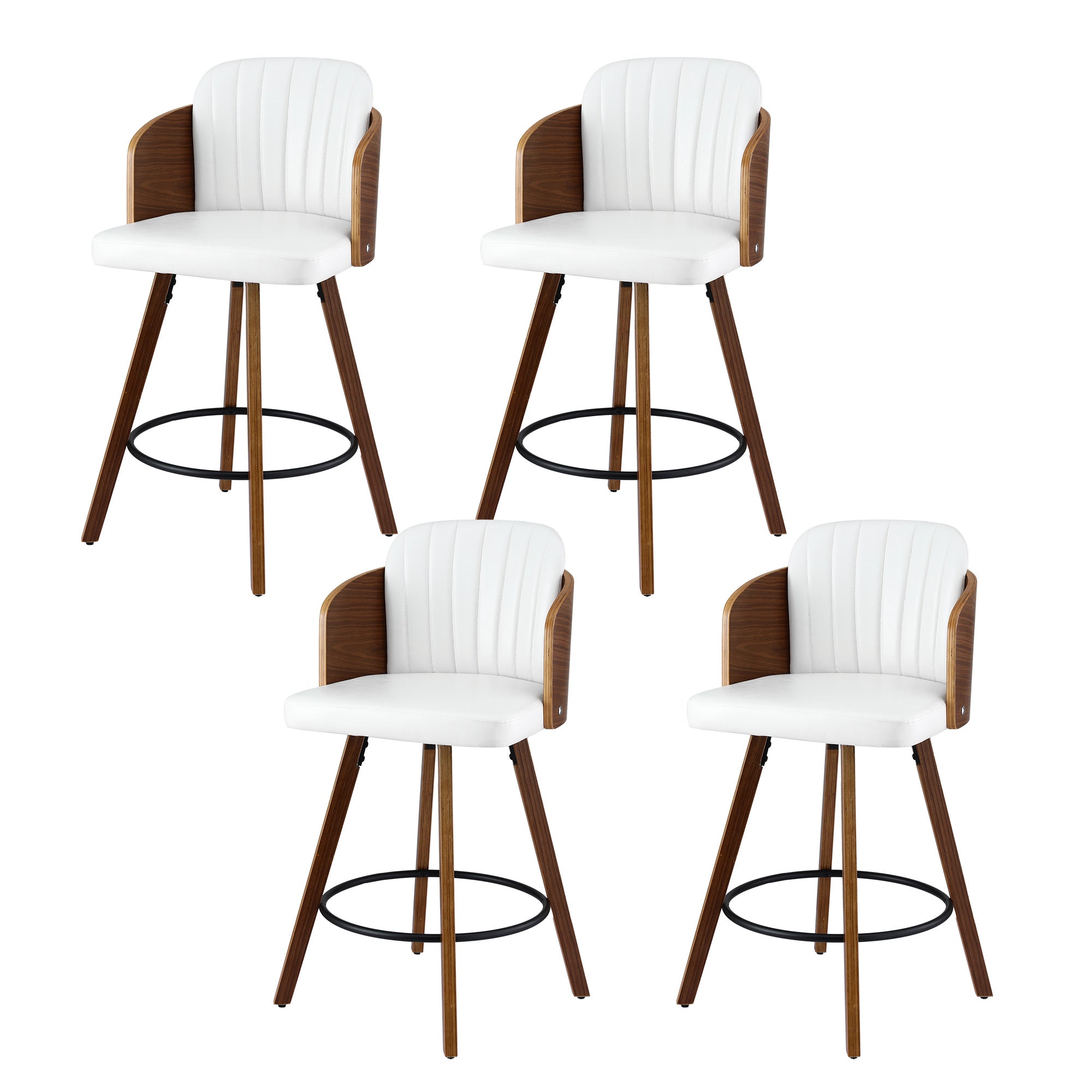 Set of 4 Wooden Swivel Kitchen Counter Stools 58cm Seat Height - White