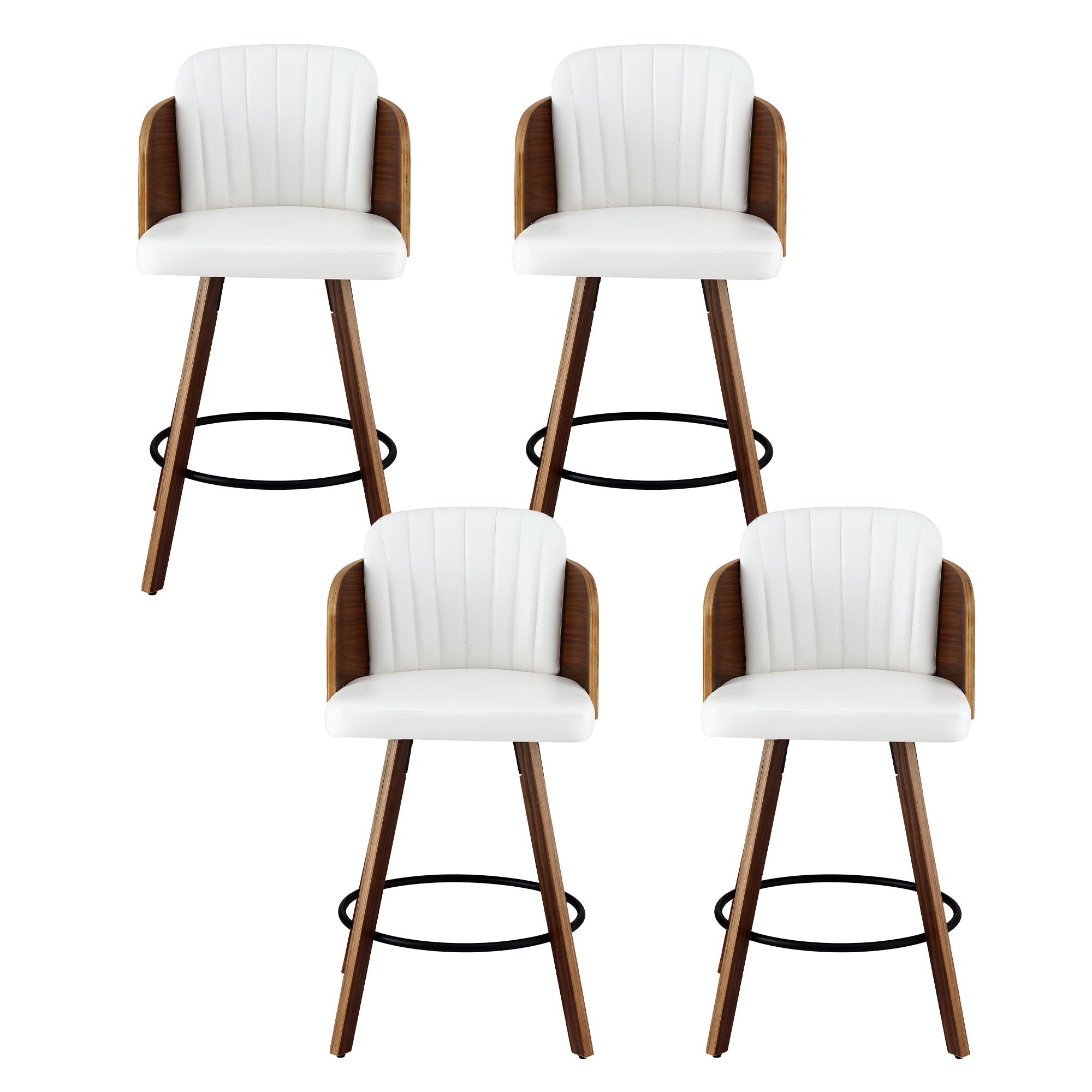 Set of 4 Wooden Swivel Kitchen Counter Stools 58cm Seat Height - White