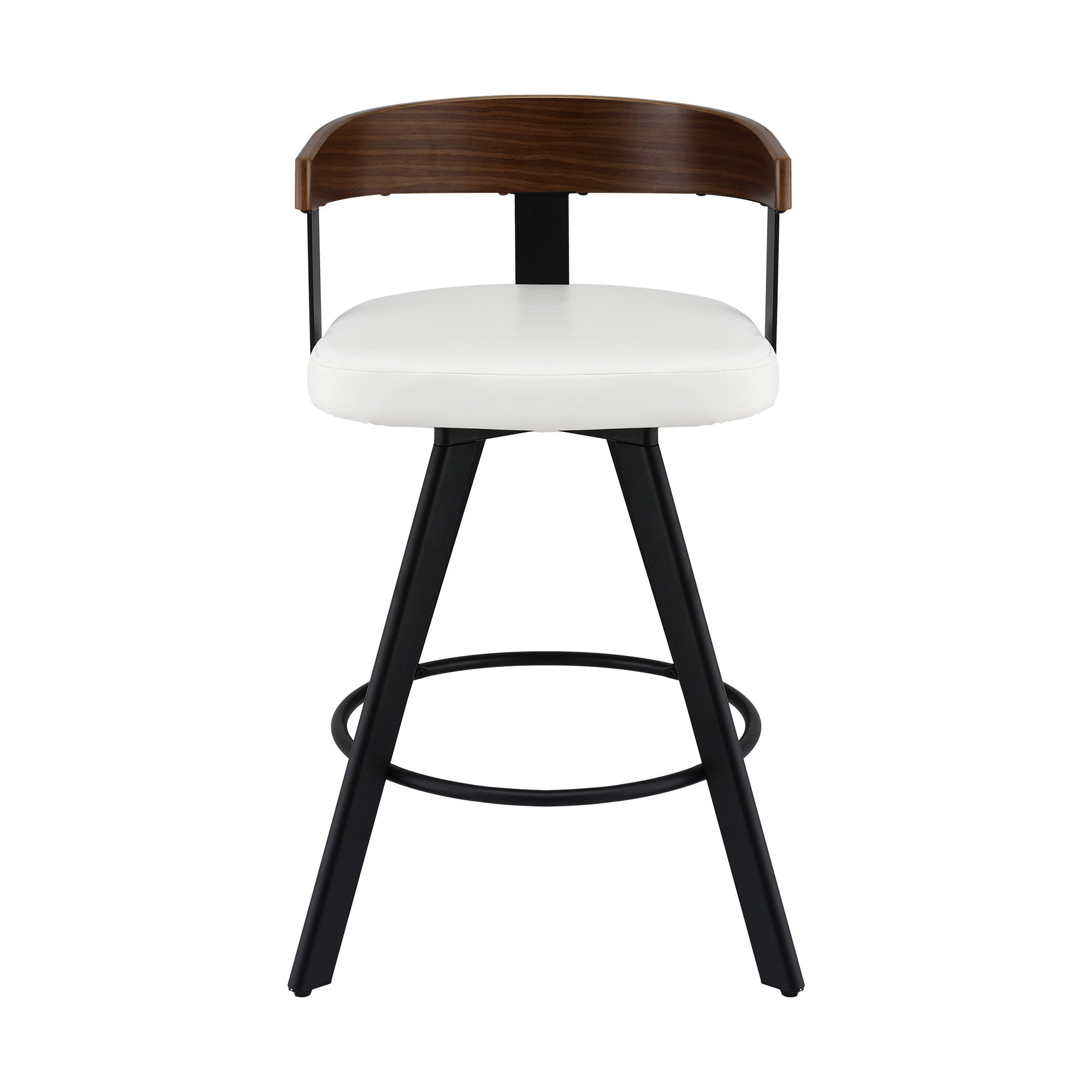 Bar Stool Swivel Bentwood Back Metal Legs Counter Chair - White