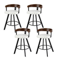 Set of 4 Swivel Bar Stools with Bentwood Back and Metal Legs - White