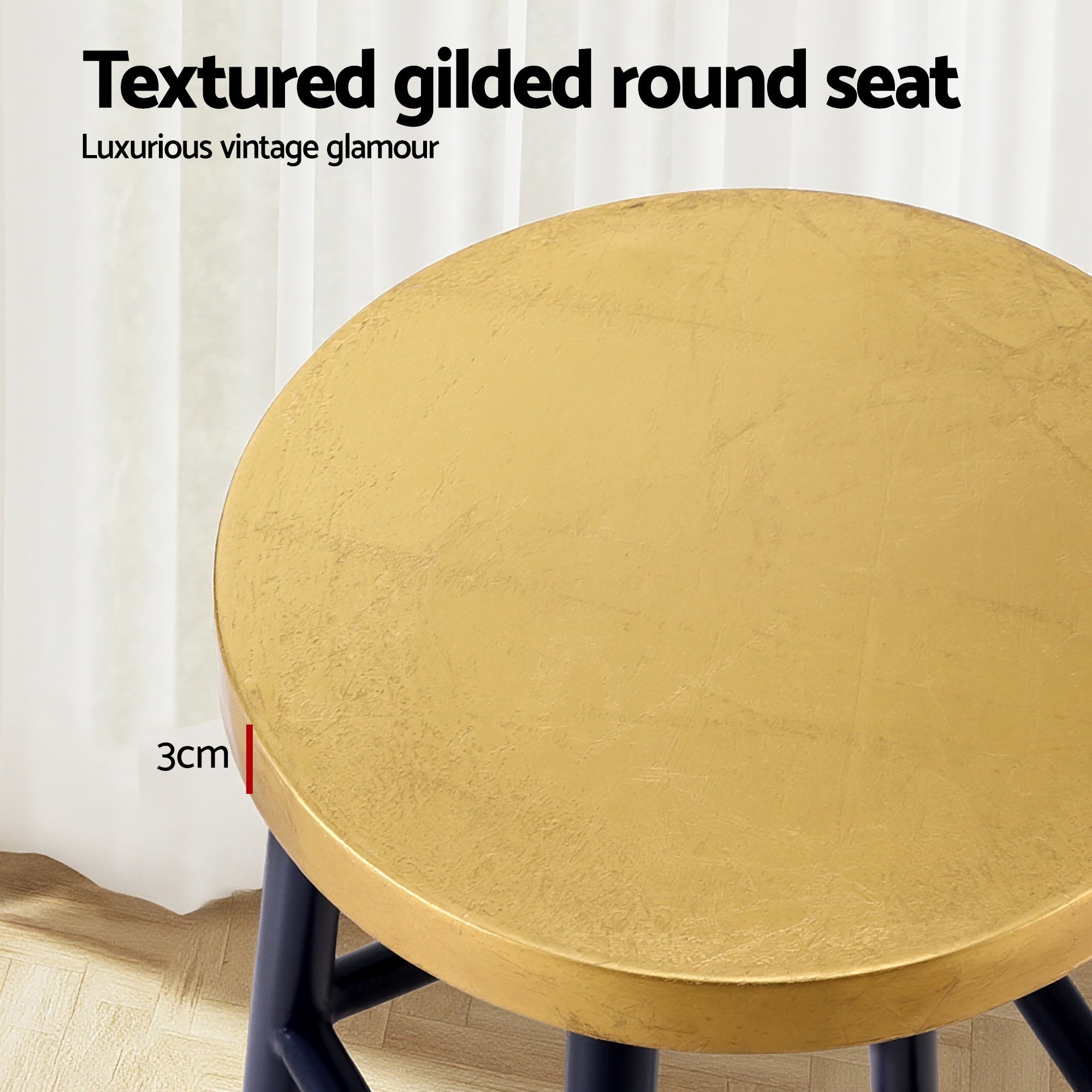 Bar Stools Metal Gold Navy