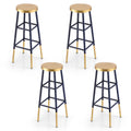 4x Bar Stools Metal Gold Navy