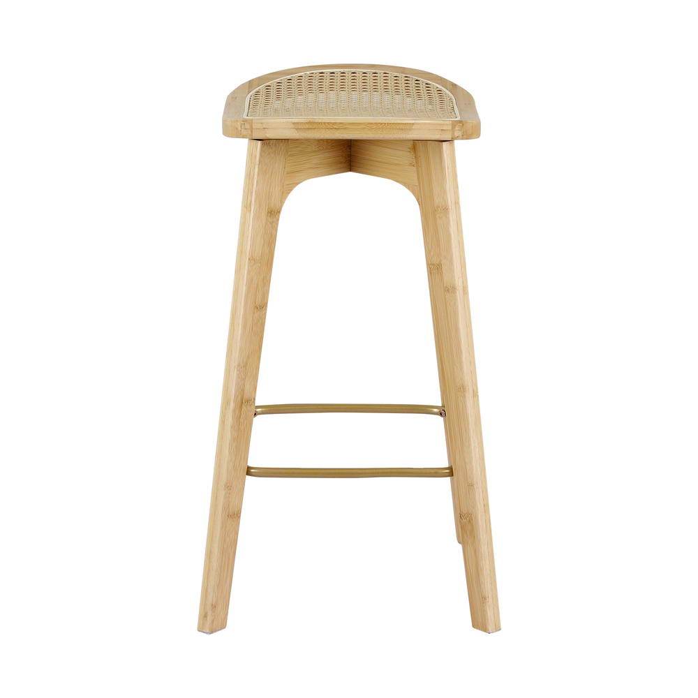 Set of 2 Rattan Seat Bamboo Bar Stools