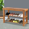 Bamboo Bench Shoe Rack – Natural (2-Tier, Up to 10 Pairs)
