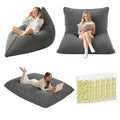3 in 1 Bean Bag Chair with Filler Convertible Bean Bag for Adults, Corduroy DIY Stuffed Bean Bag Sofa Washable for Living Room Bedroom, Grey