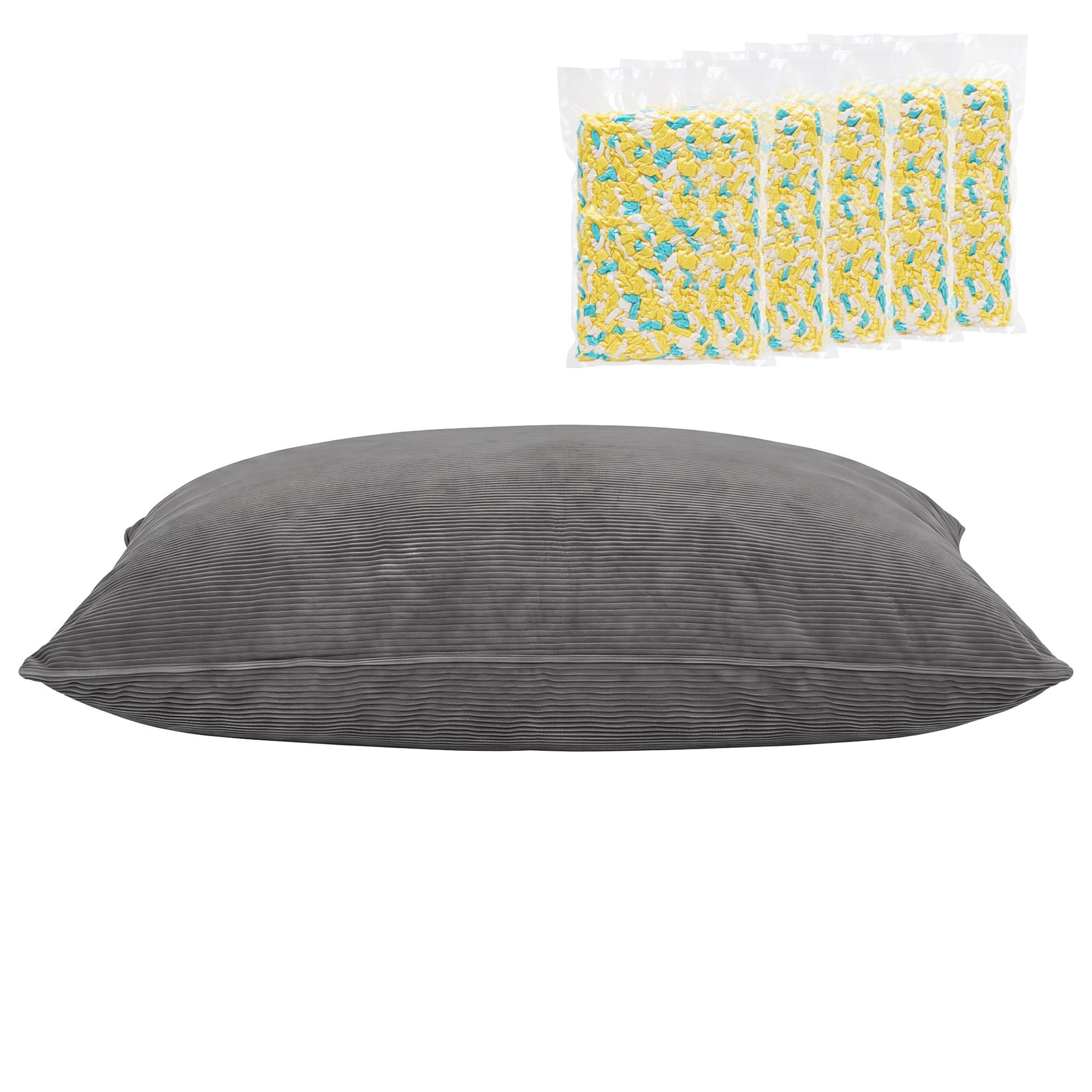 3 in 1 Bean Bag Chair with Filler Convertible Bean Bag for Adults, Corduroy DIY Stuffed Bean Bag Sofa Washable for Living Room Bedroom, Grey