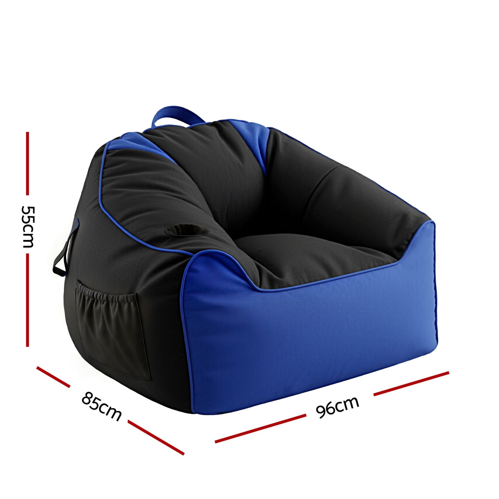 Gaming Bean Bag Chair Cover (No Filler) for Adults Teens Kids Splash-Proof Floor Gaming Chair Cover with Side Pockets, Headphone Hanger, Cup Holder, Bean Bag Cover Only