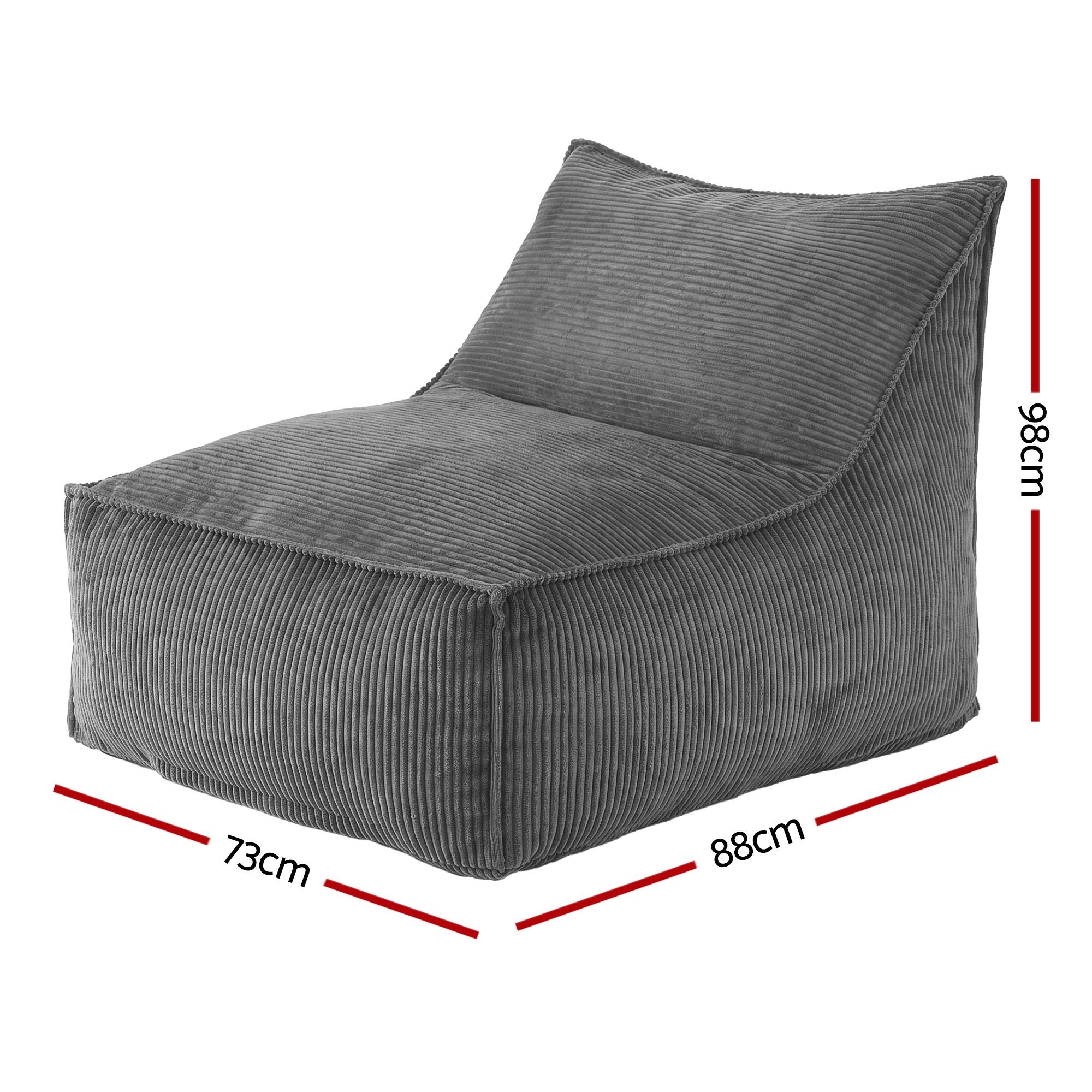 Bean Bag Chair Cover (No Filler) Soft Corduroy Stuffed Animal Storage Bean Bag Cover for Adults, Washable Lazy Sofa Cover for Living Room Bedroom, Grey
