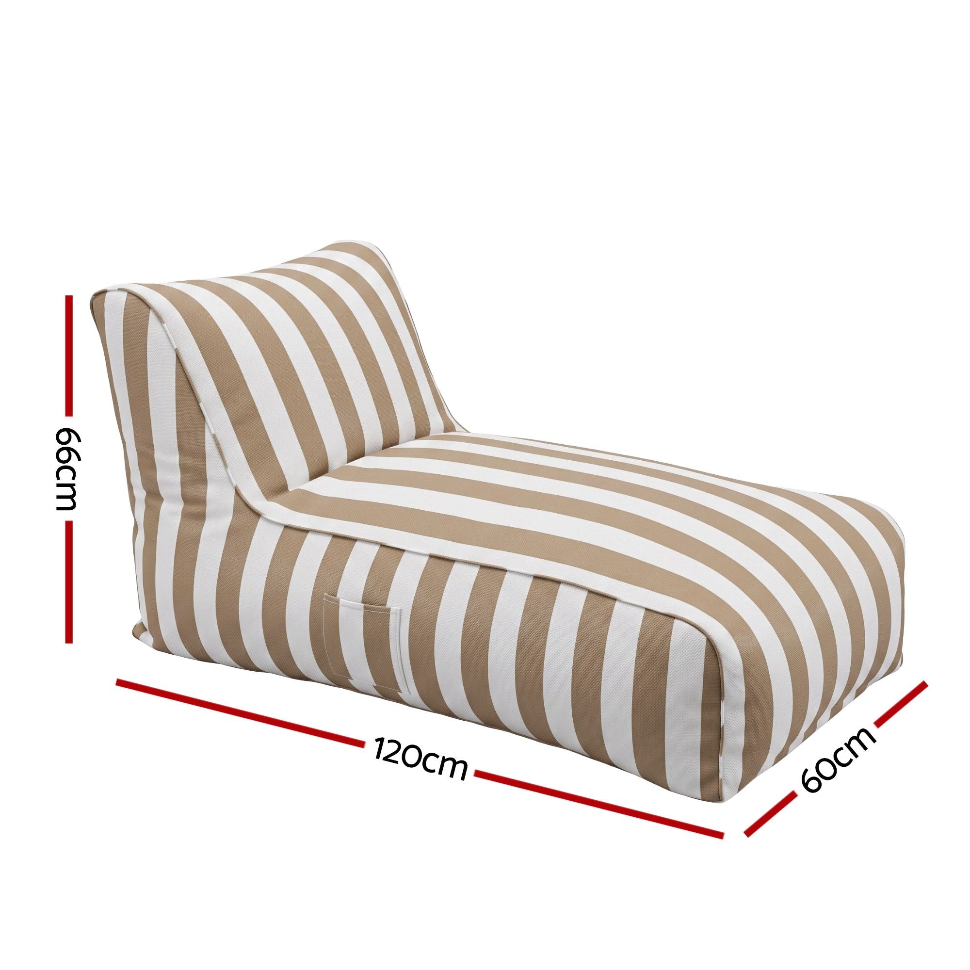 Outdoor Bean Bag Chair Cover (No Filler) Splash-Proof Beanbag Lounge Sofacover Stuffed Animal Storage Bean Bag Cover for Patio Poolside Relaxing, Taupe