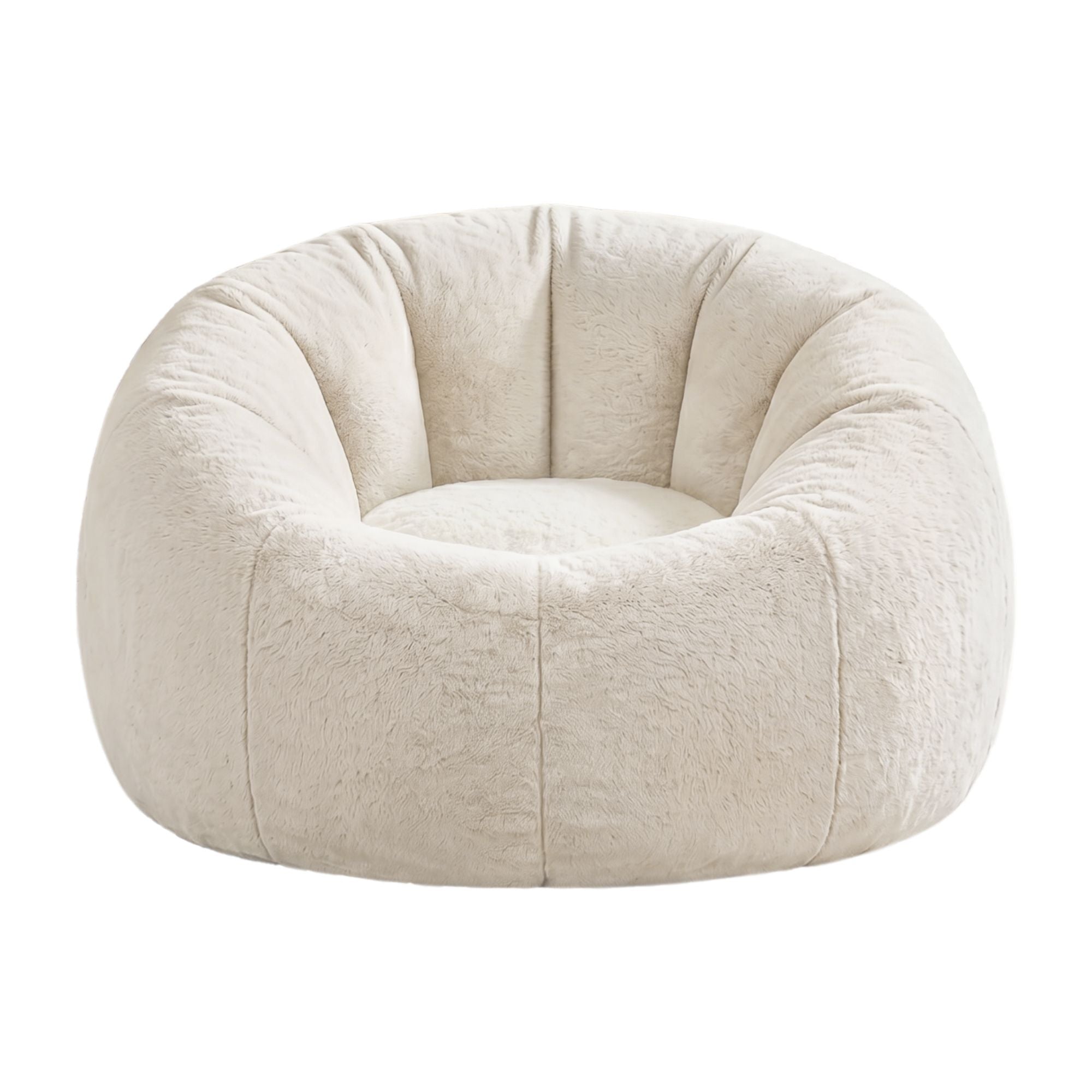 Bean Bag Chair Cover (No Filler) Soft Faux Fur Beanbag Cover Large Round Stuffed Animal Storage Bean Bag Cover Washable Lazy Sofa Cover for Adults Kids Teens, Beige