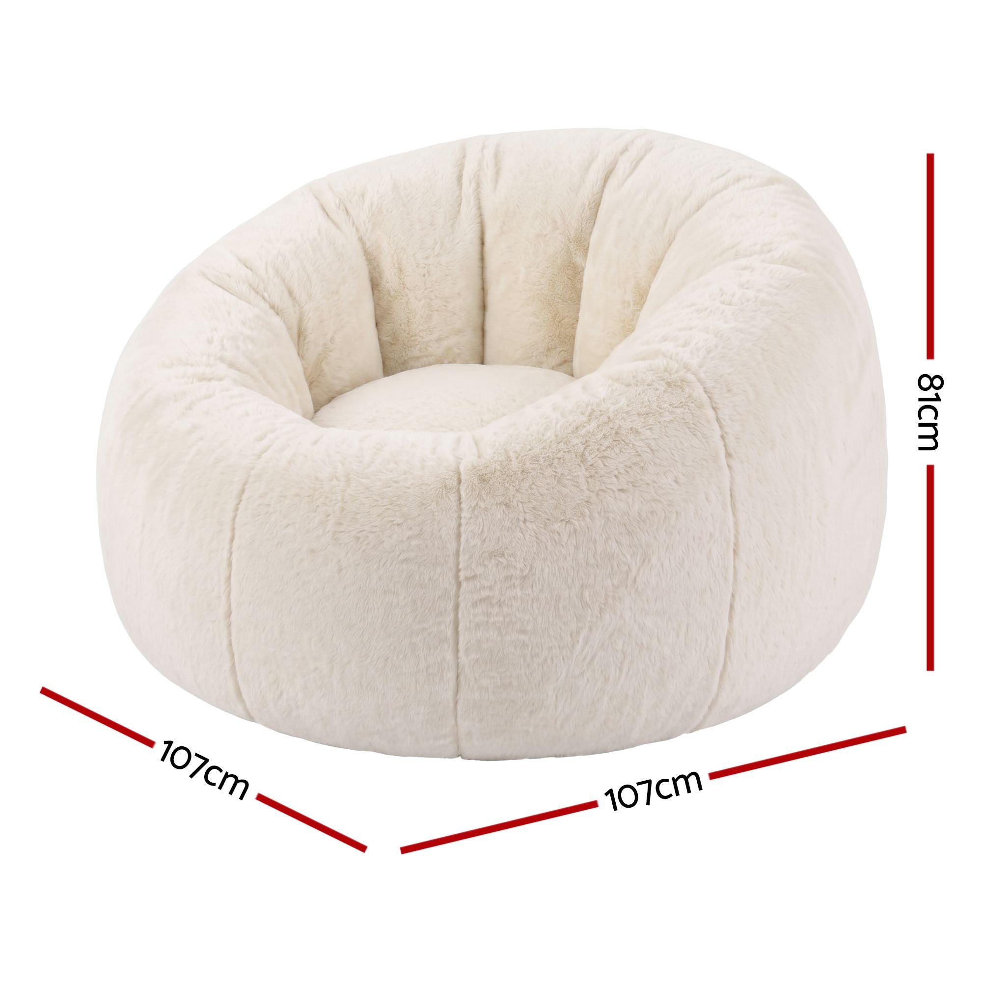 Bean Bag Chair Cover (No Filler) Soft Faux Fur Beanbag Cover Large Round Stuffed Animal Storage Bean Bag Cover Washable Lazy Sofa Cover for Adults Kids Teens, Beige