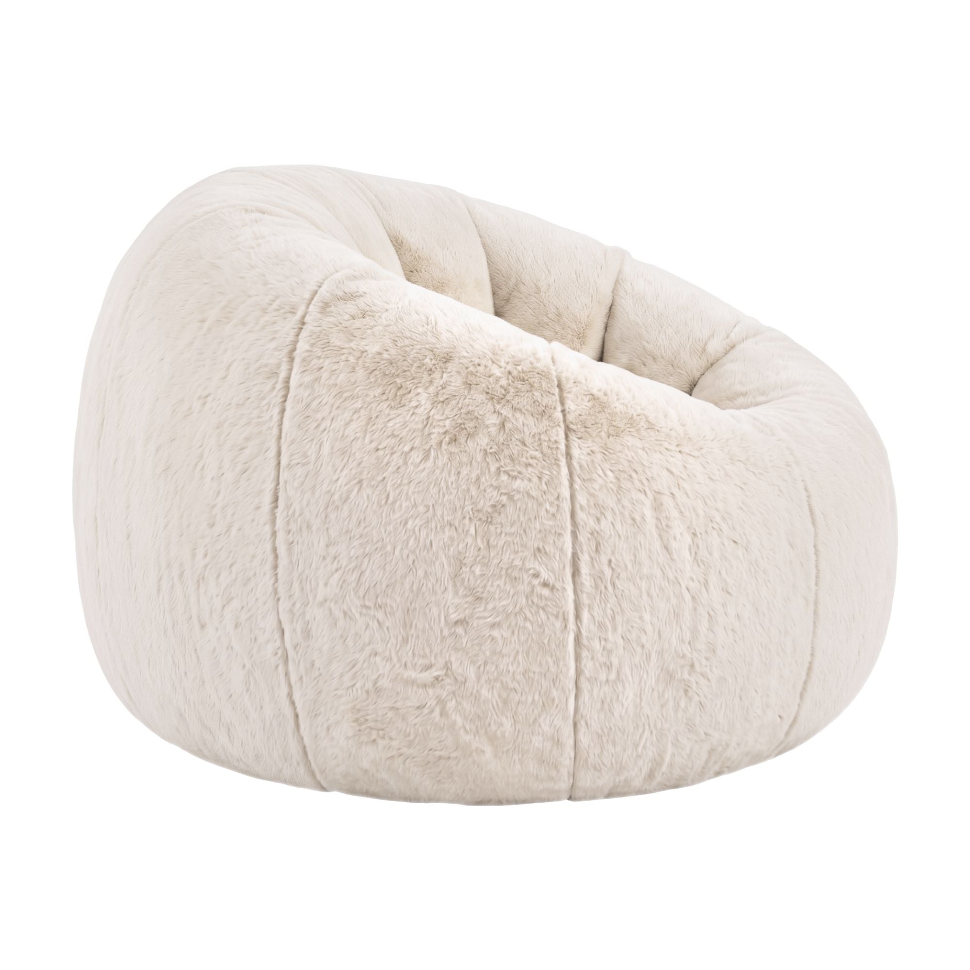 Bean Bag Chair Cover (No Filler) Soft Faux Fur Beanbag Cover Large Round Stuffed Animal Storage Bean Bag Cover Washable Lazy Sofa Cover for Adults Kids Teens, Beige