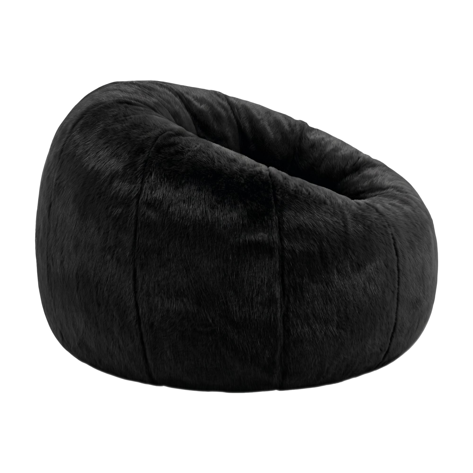 Bean Bag Chair Cover (No Filler) Soft Faux Fur Beanbag Cover Large Round Stuffed Animal Storage Bean Bag Cover Washable Lazy Sofa Cover for Adults Kids Teens, Black