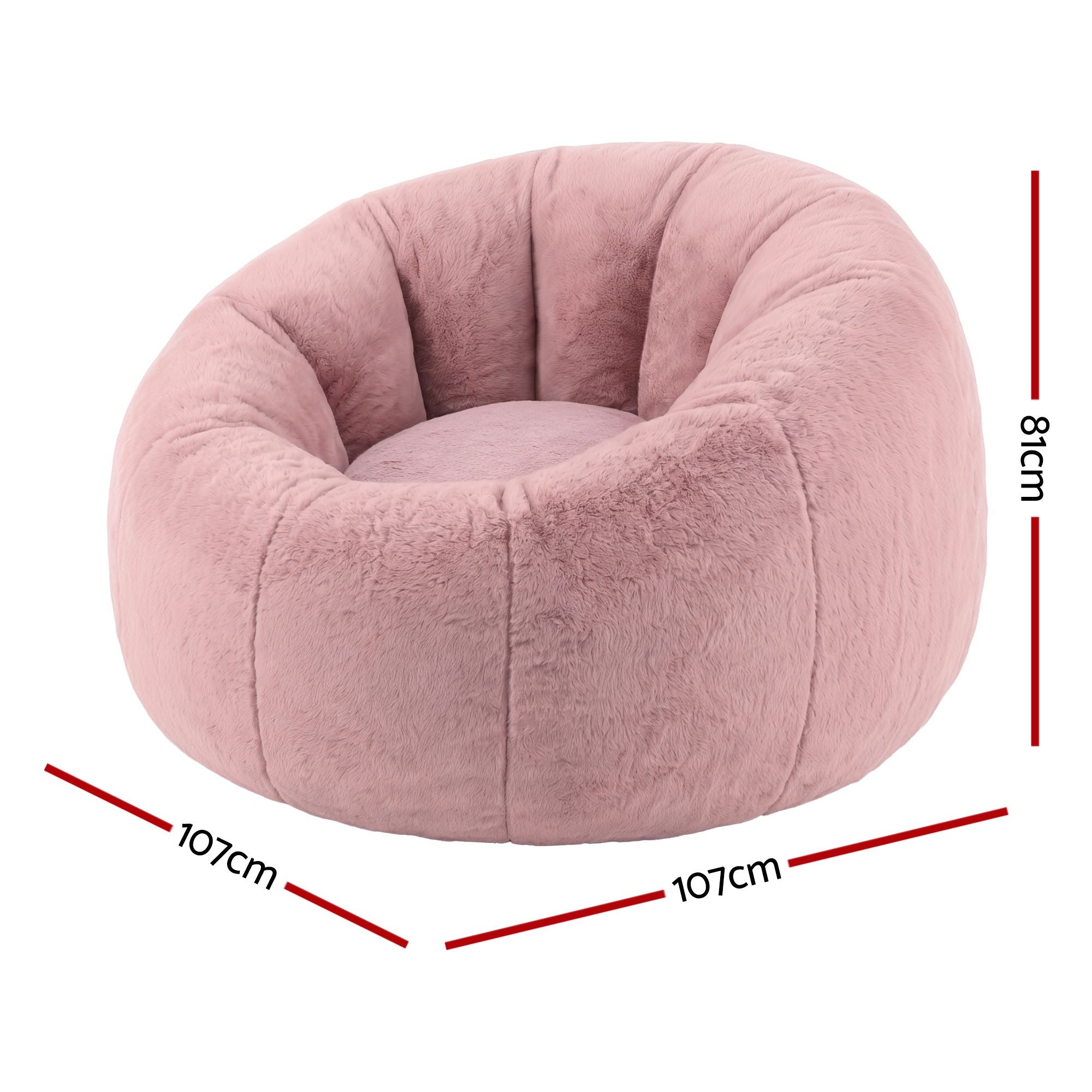 Bean Bag Chair Cover (No Filler) Soft Faux Fur Beanbag Cover Large Round Stuffed Animal Storage Bean Bag Cover Washable Lazy Sofa Cover for Adults Kids Teens, Pink