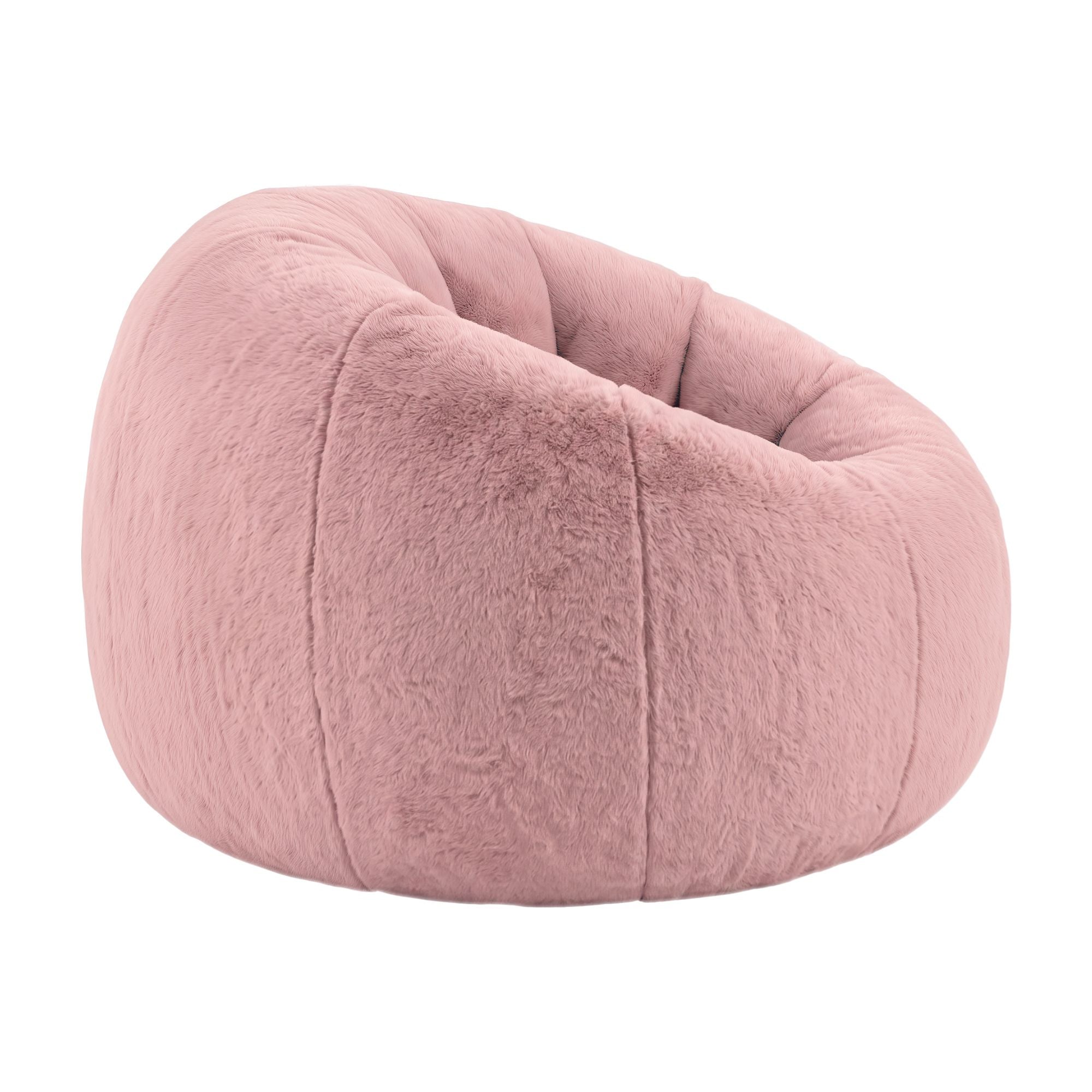 Bean Bag Chair Cover (No Filler) Soft Faux Fur Beanbag Cover Large Round Stuffed Animal Storage Bean Bag Cover Washable Lazy Sofa Cover for Adults Kids Teens, Pink