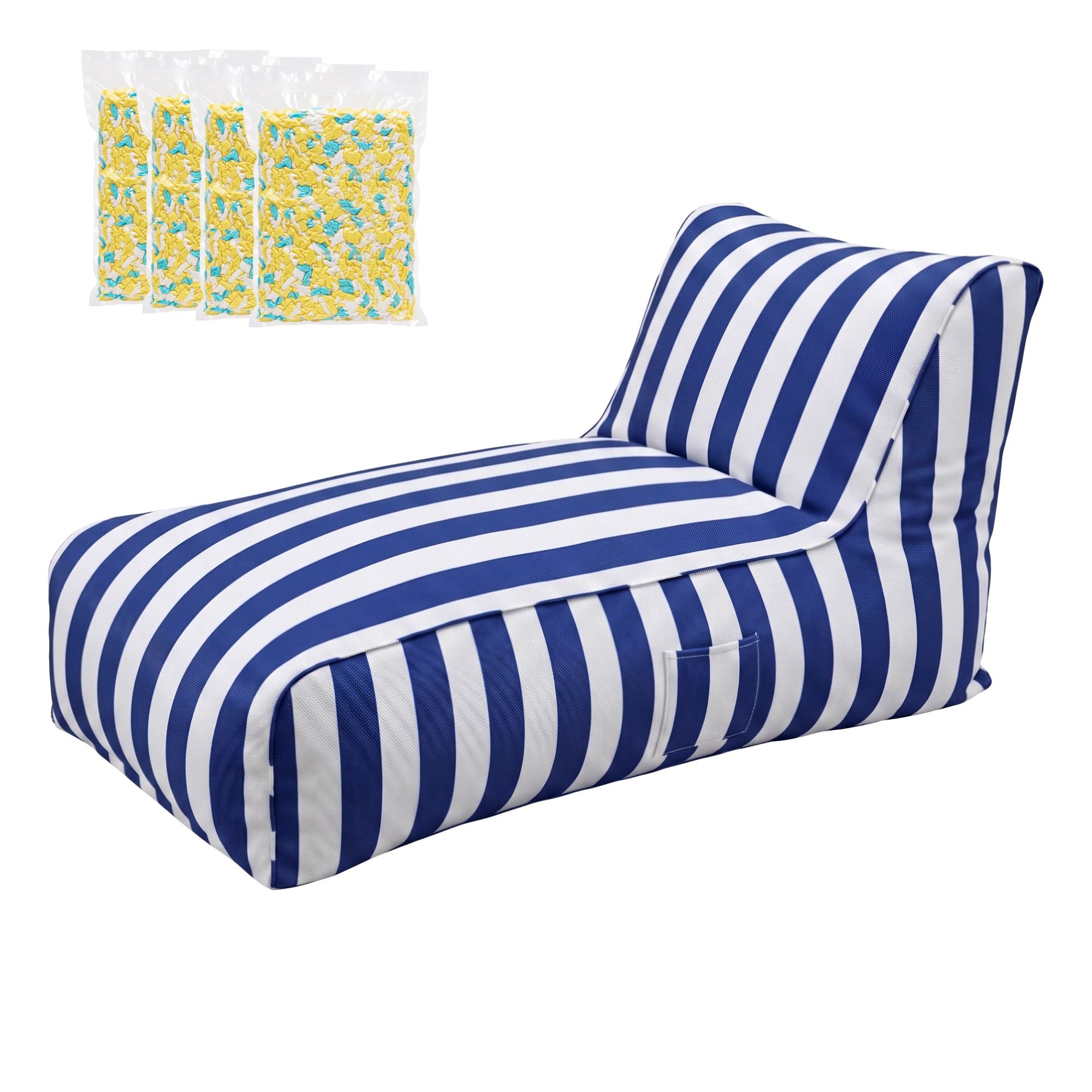 Outdoor Bean Bag Chair with Filler Splash-Proof Beanbag Lounge DIY Stuffed Animal Storage Bean Bag Washable for Patio Poolside Relaxing, Blue