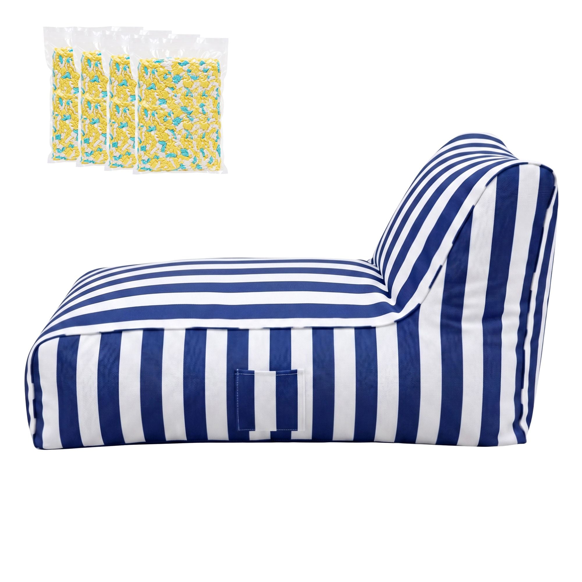 Outdoor Bean Bag Chair with Filler Splash-Proof Beanbag Lounge DIY Stuffed Animal Storage Bean Bag Washable for Patio Poolside Relaxing, Blue