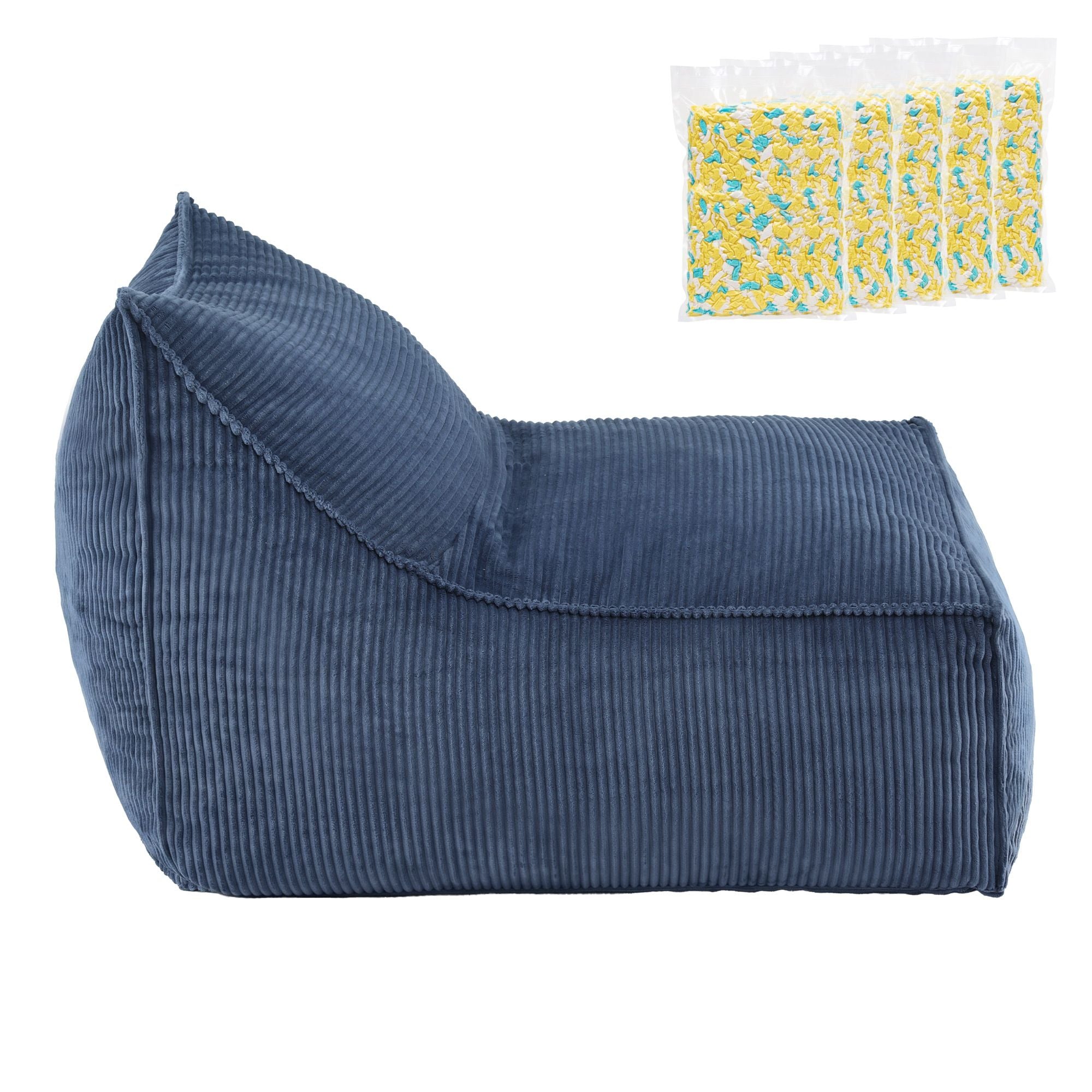 Bean Bag Chair Cover with Filler Soft Corduroy DIY Stuffed Animal Storage Bean Bag for Adults, Washable Lazy Sofa for Living Room Bedroom, Blue