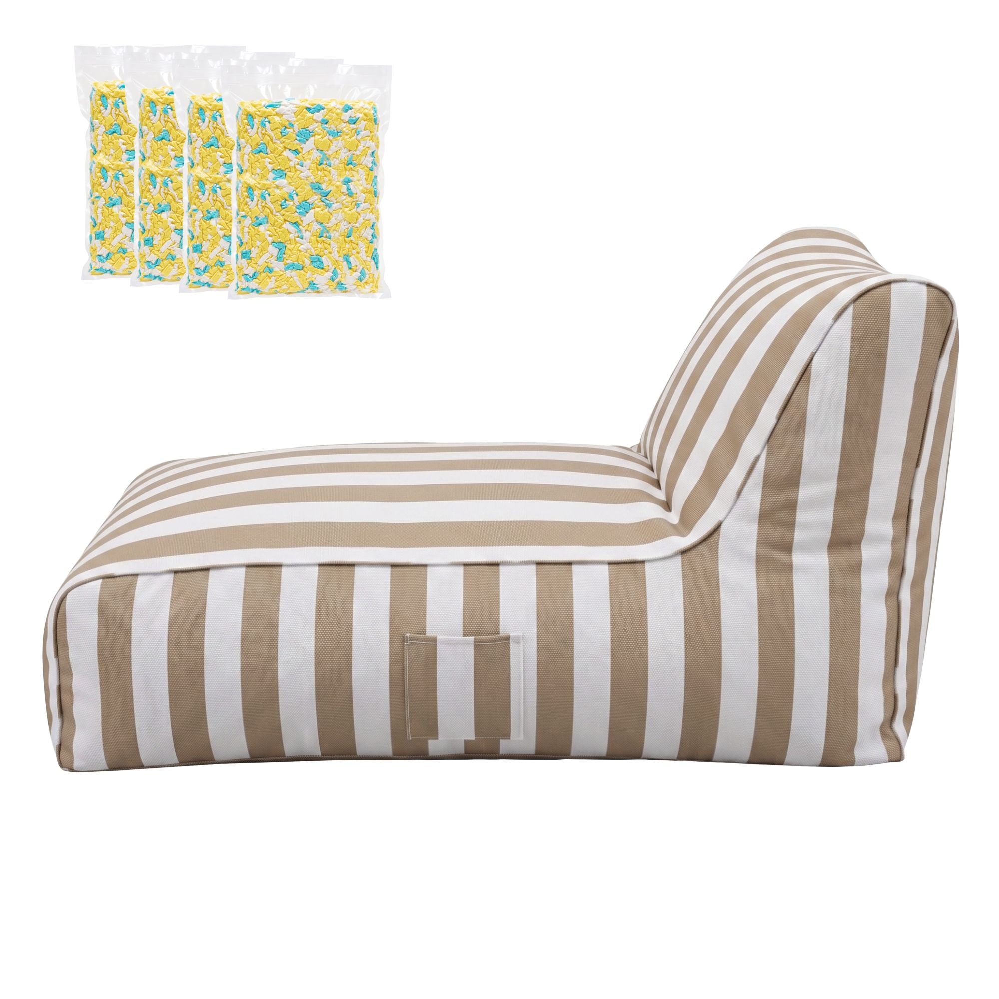 Outdoor Bean Bag Chair with Filler Splash-Proof Beanbag Lounge DIY Stuffed Animal Storage Bean Bag Washable for Patio Poolside Relaxing, Taupe