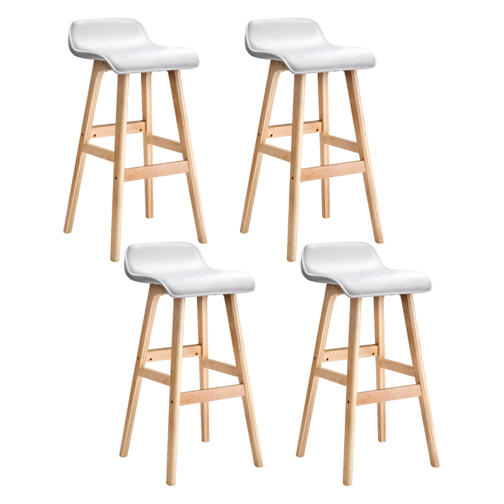 4x Bar Stools Wooden Stool White