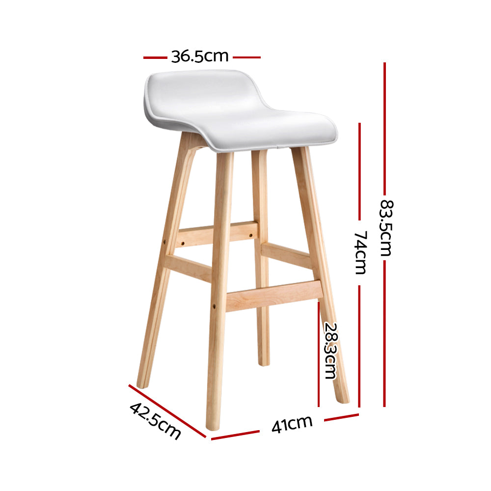 4x Bar Stools Wooden Stool White