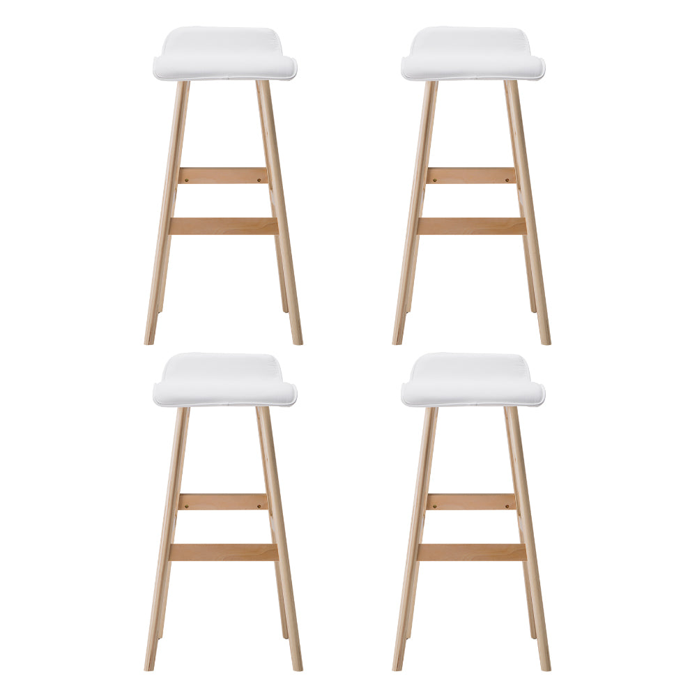 4x Bar Stools Wooden Stool White