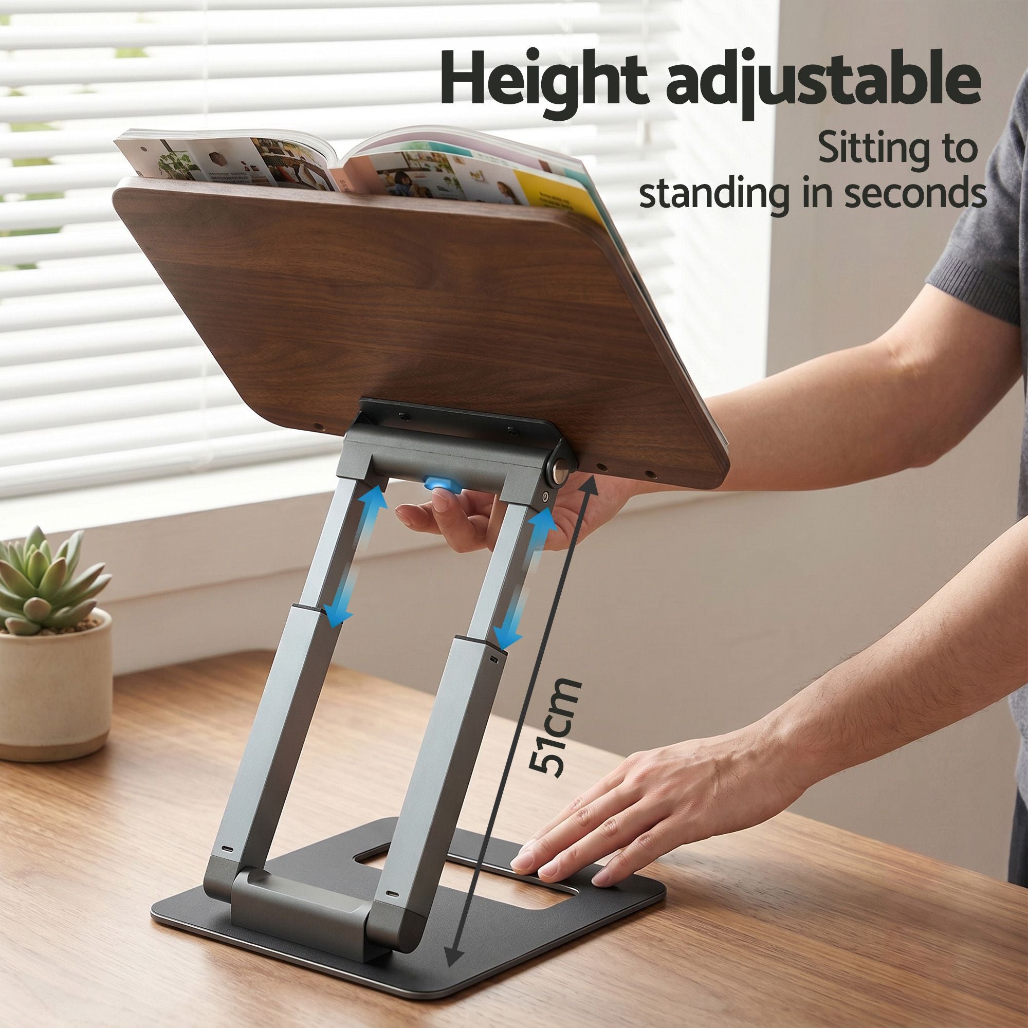 Book Stand Telescopic Book Holder with Page Clip Ergonomic Desktop Stands OAK