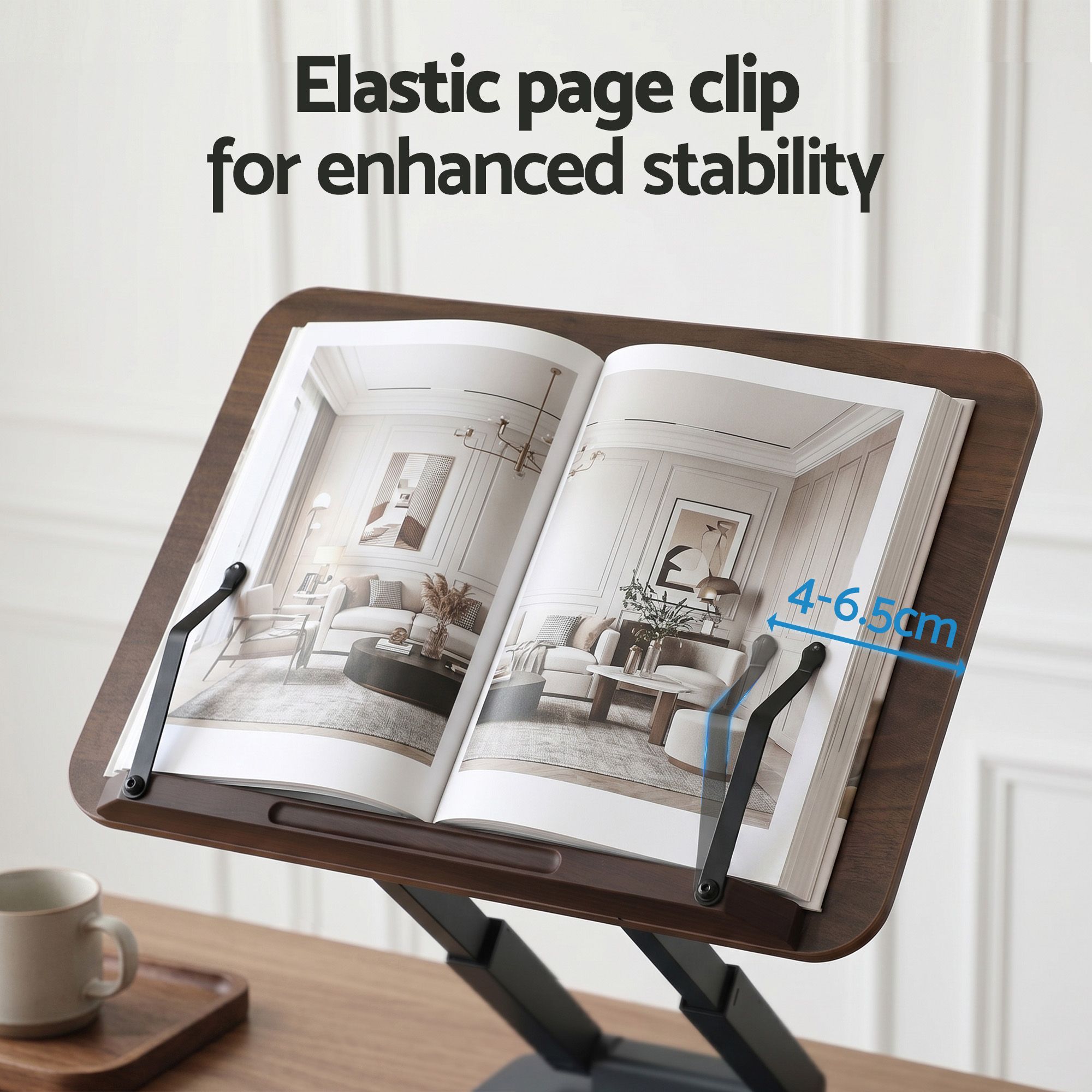 Book Stand Telescopic Book Holder with Page Clip Ergonomic Desktop Stands OAK