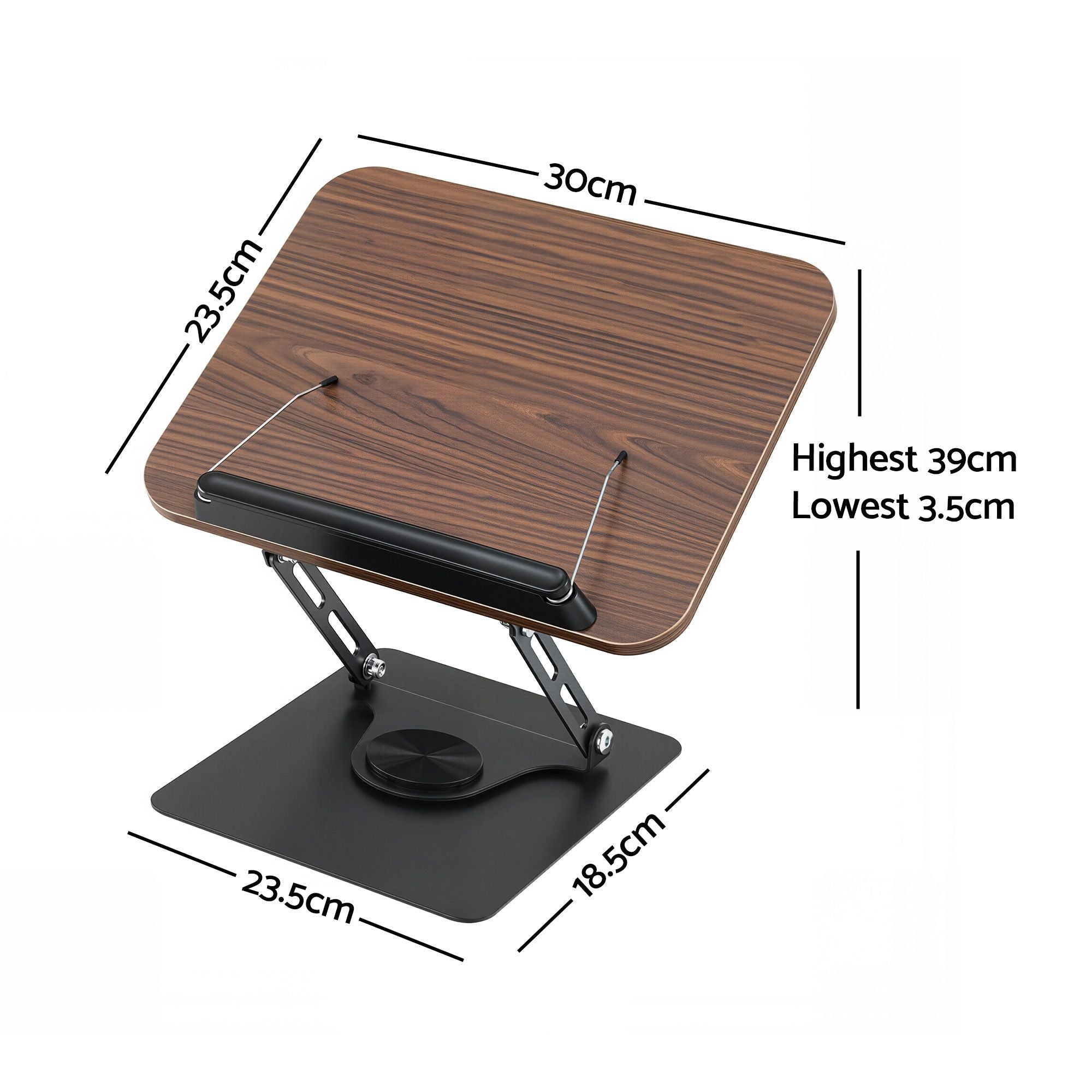Book Stand Adjustable Book Holder Foldable Reading Rest Rack with 360 Degree Rotating Base and Page Clip