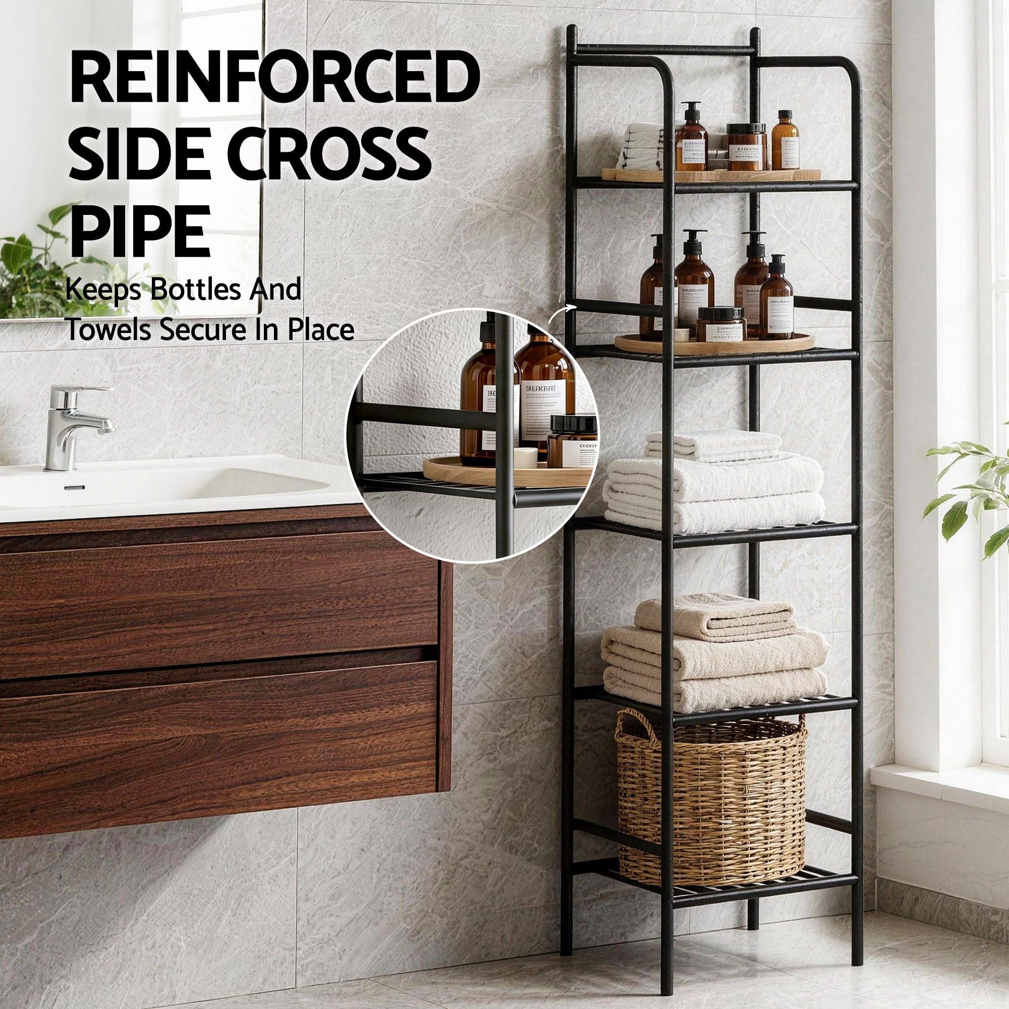 2X Floor Standing Corner Shower Caddy 5 Tier Bathroom Organizer Black