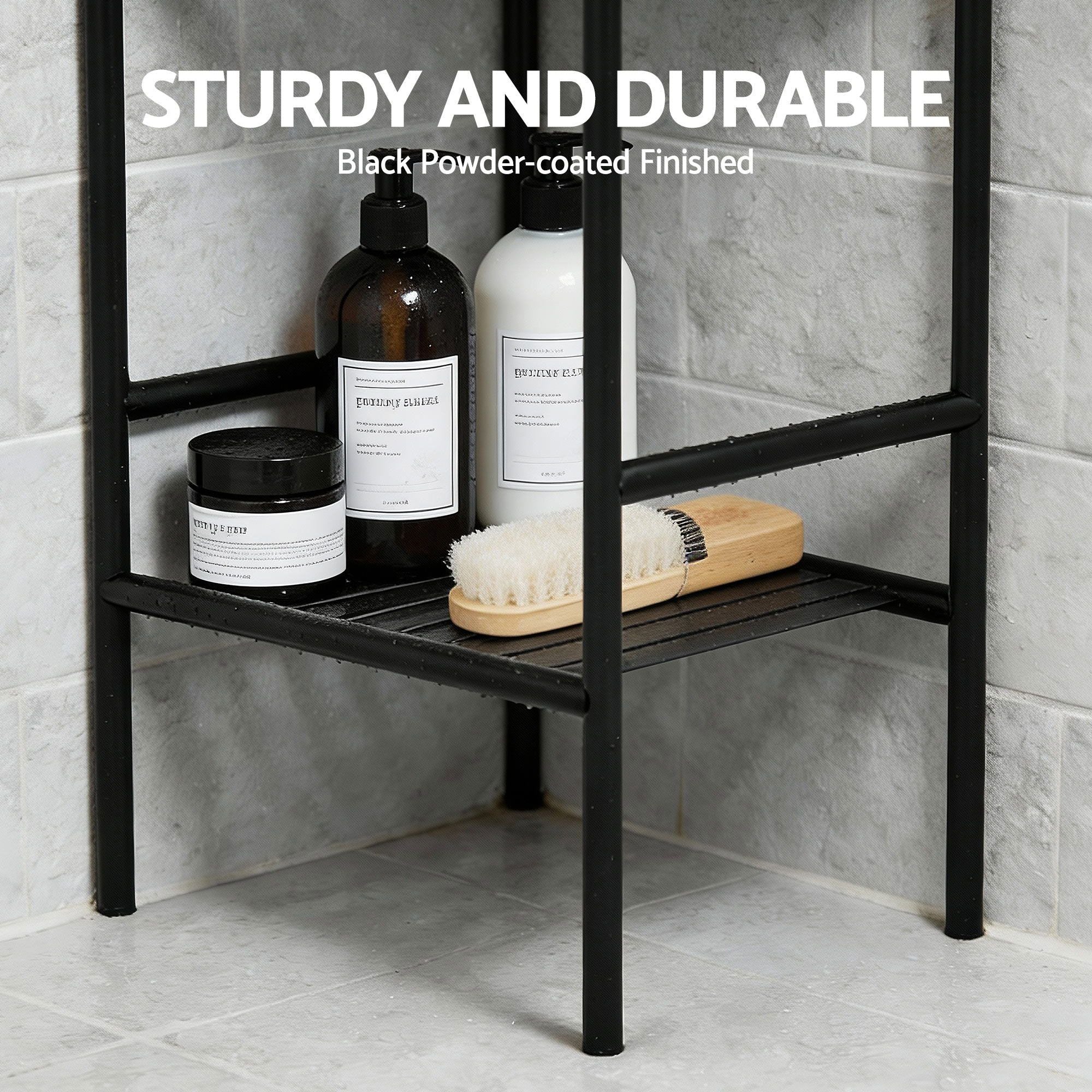 2X Floor Standing Corner Shower Caddy 5 Tier Bathroom Organizer Black