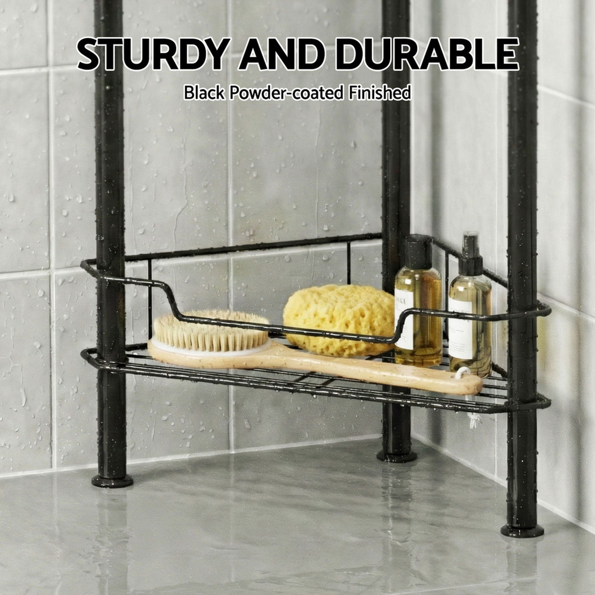 2x Floor Standing Shower Caddy 4 Tier Rustproof Bathroom Storage