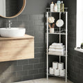 4 Tier Floor Standing Corner Shower Caddy Bathroom Organiser - White