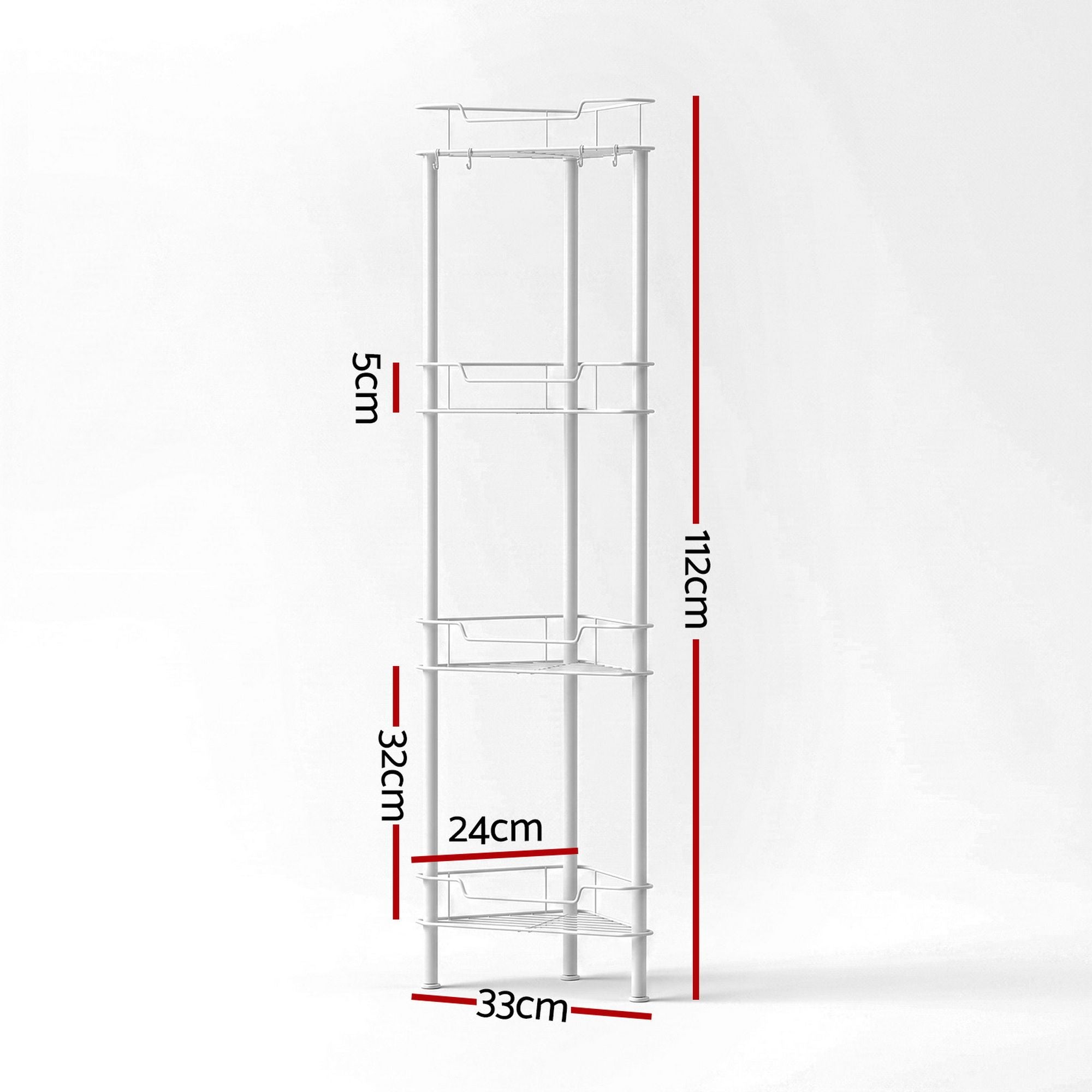 4 Tier Floor Standing Corner Shower Caddy Bathroom Organiser - White