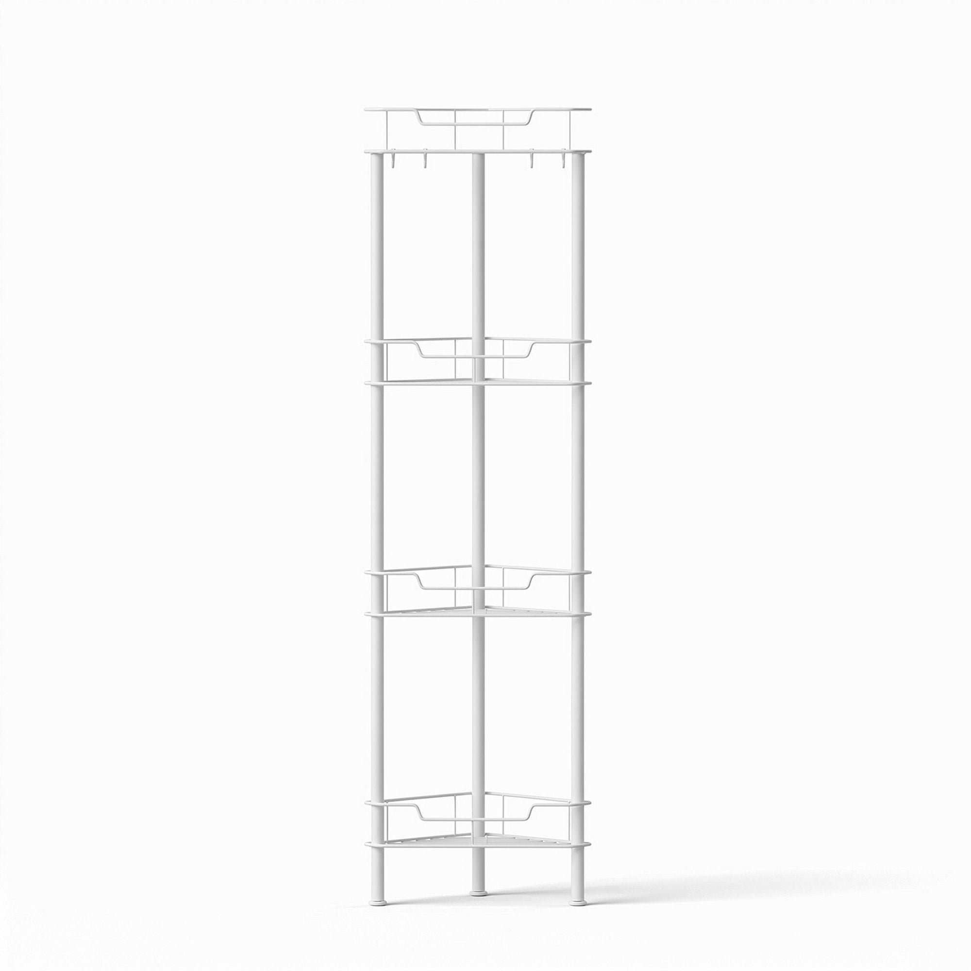4 Tier Floor Standing Corner Shower Caddy Bathroom Organiser - White