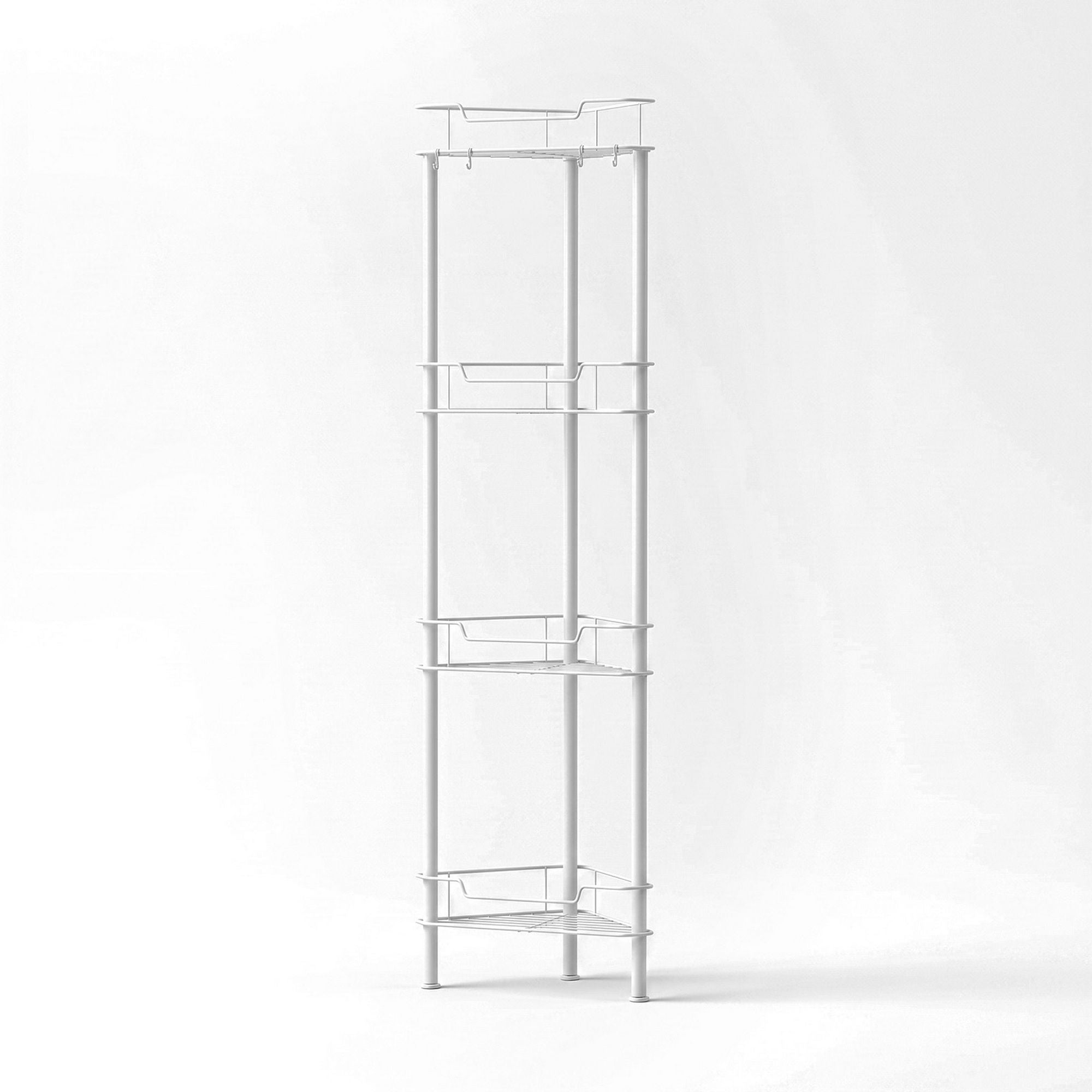 4 Tier Floor Standing Corner Shower Caddy Bathroom Organiser - White