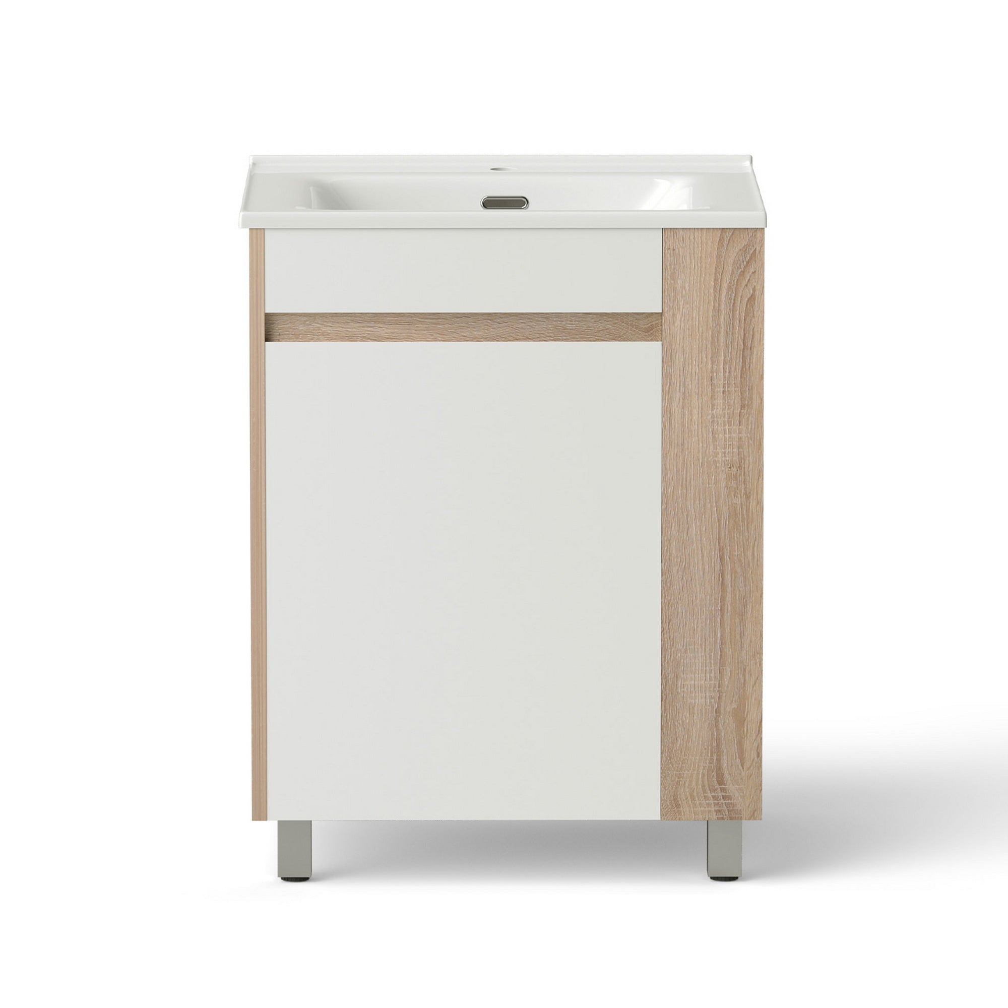 Vanity Unit 835mm Freestanding Basin Bathroom Cabinet with Side Storage - White Pine